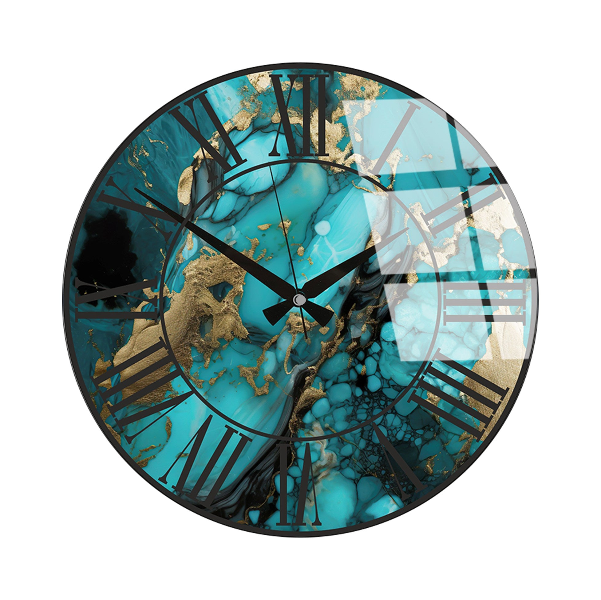 Relógio de Parede Decorativo em Vidro Multicolor Huhu333 - 40x40cm - 100% Vidro 4mm