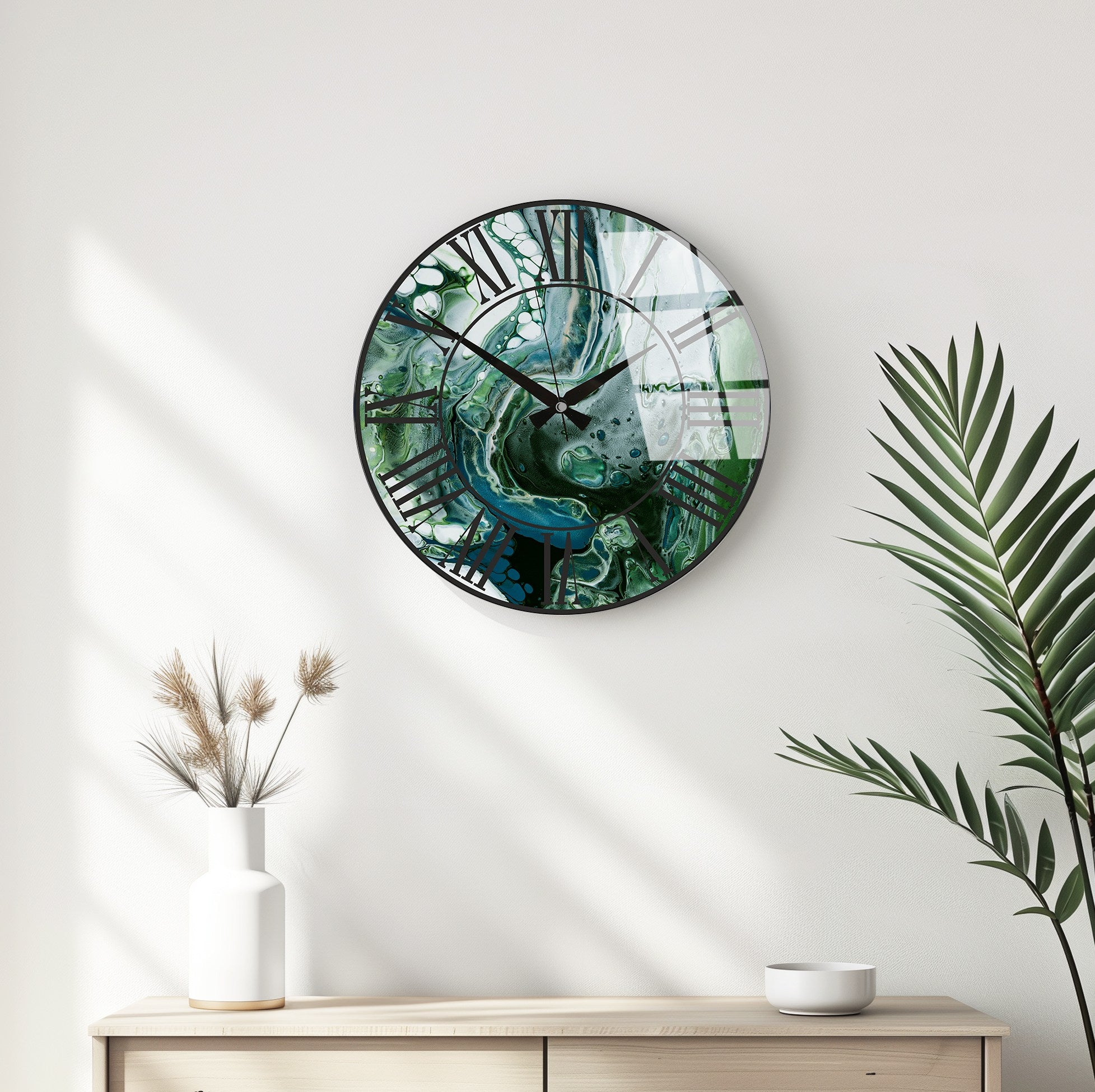 Relógio de Parede Decorativo em Vidro Multicolor Huhu334 - 40x40cm - 100% Vidro 4mm