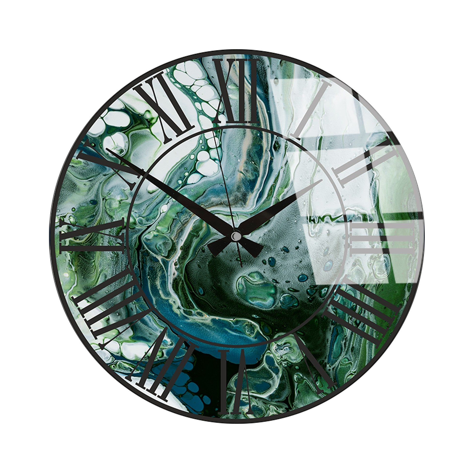Relógio de Parede Decorativo em Vidro Multicolor Huhu334 - 40x40cm - 100% Vidro 4mm