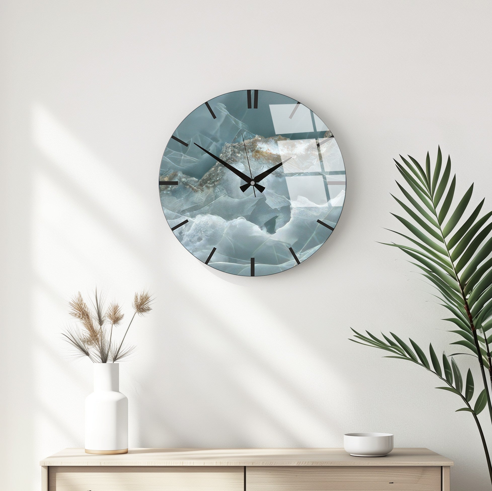 Relógio de Parede Decorativo em Vidro Multicolor Huhu335 - 40x40cm - 100% Vidro 4mm