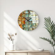 Relógio de Parede Decorativo em Vidro Multicolor Huhu336 - 40x40cm - 100% Vidro 4mm