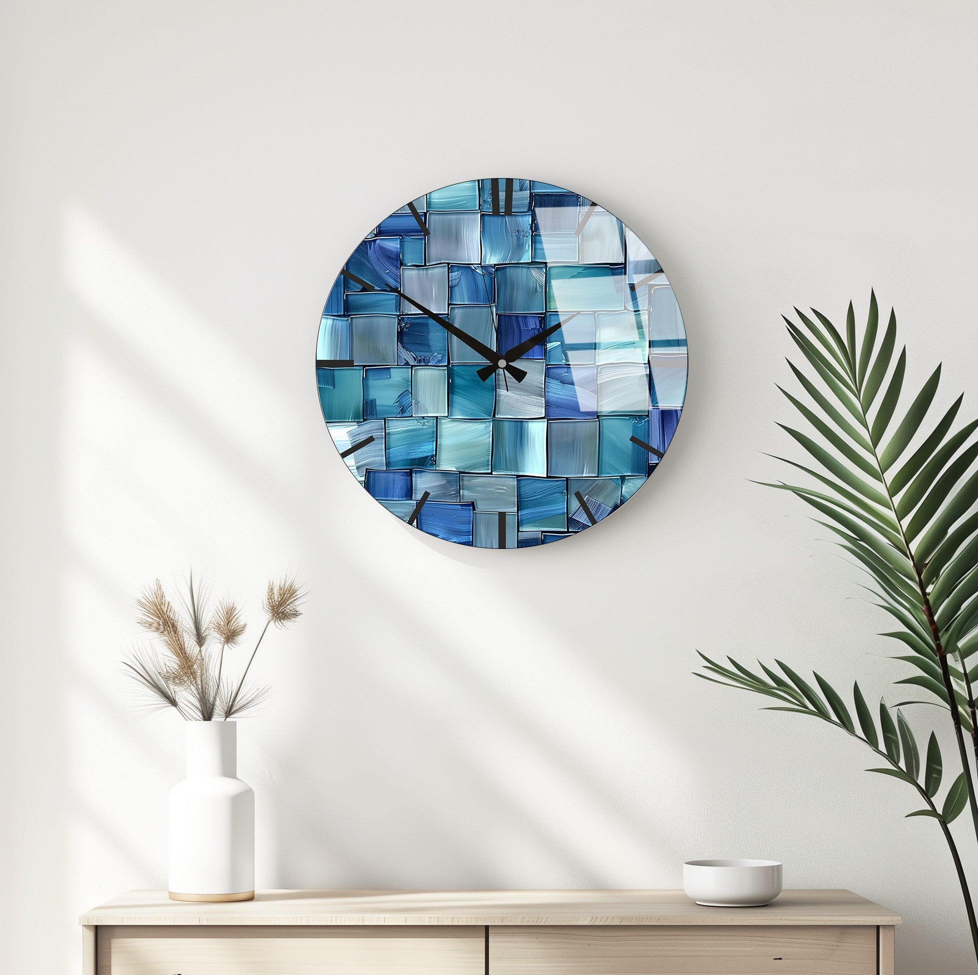 Relógio de Parede Decorativo em Vidro Multicolor Huhu337 - 40x40cm - 100% Vidro 4mm