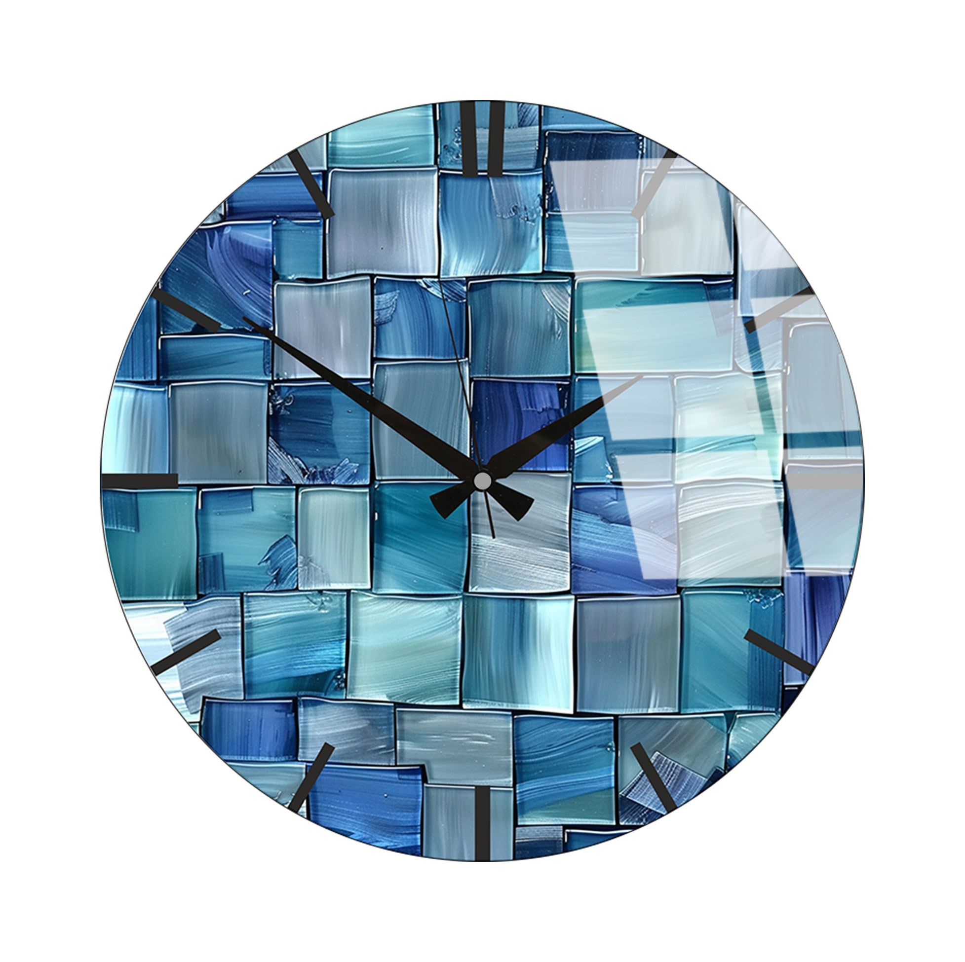 Relógio de Parede Decorativo em Vidro Multicolor Huhu337 - 40x40cm - 100% Vidro 4mm