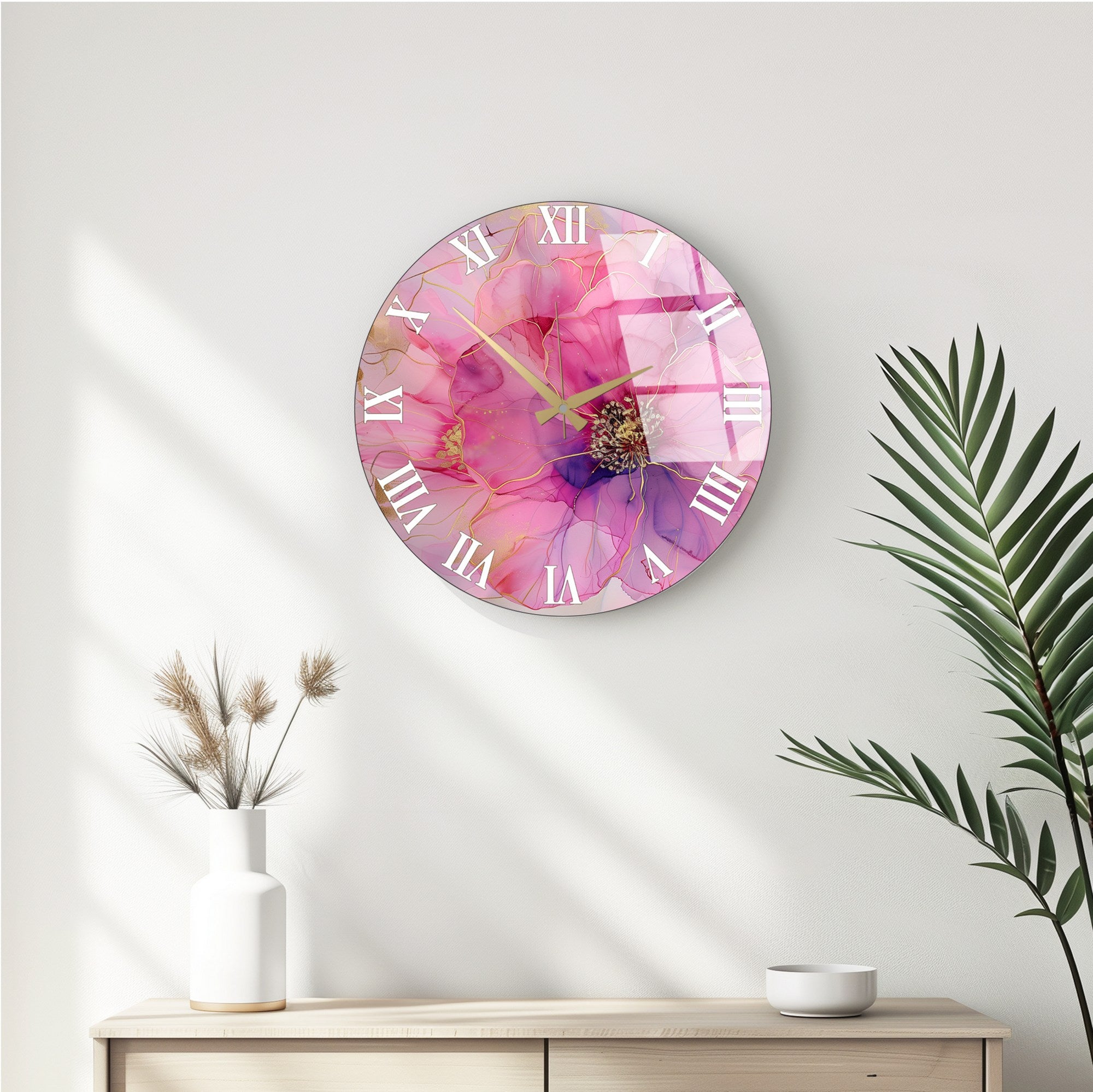 Relógio de Parede Decorativo em Vidro Multicolor Huhu339 - 40x40cm - 100% Vidro 4mm