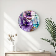 Relógio de Parede Decorativo em Vidro Multicolor Huhu341 - 40x40cm - 100% Vidro 4mm