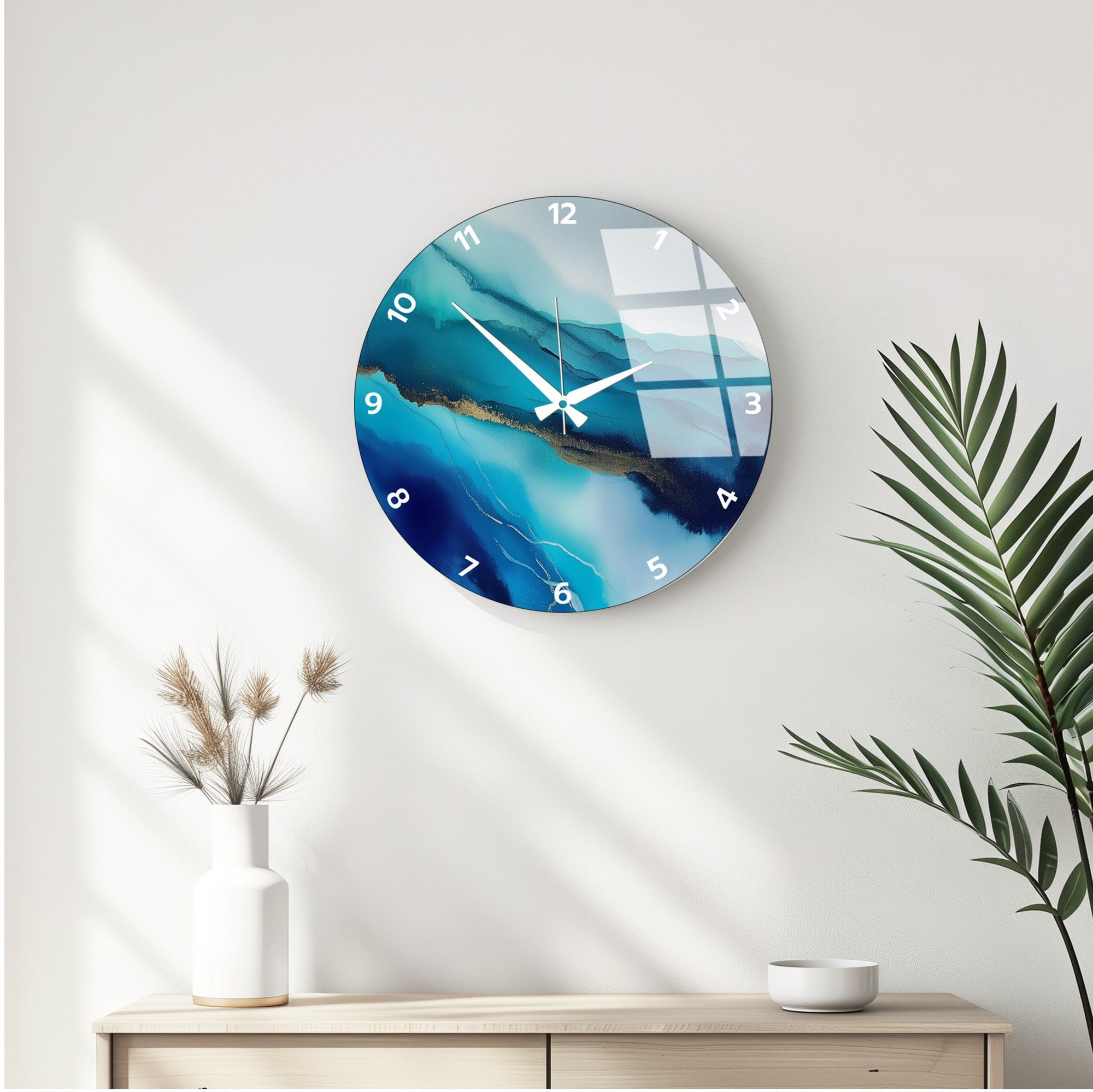 Relógio de Parede Decorativo em Vidro Multicolor Huhu342 - 40x40cm - 100% Vidro 4mm