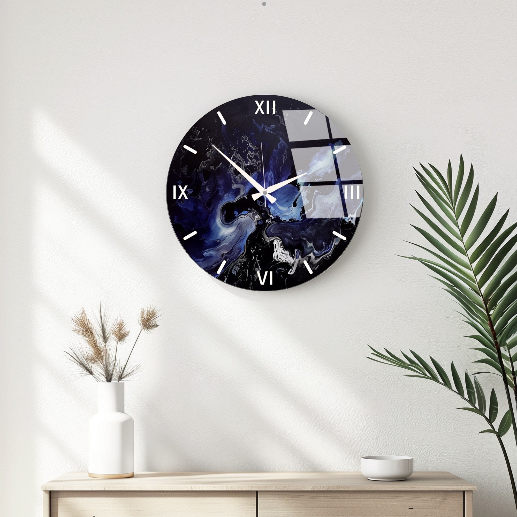 Relógio de Parede Decorativo em Vidro Multicolor Huhu344 - 40x40cm - 100% Vidro 4mm