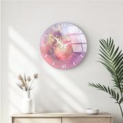 Relógio de Parede Decorativo em Vidro Multicolor Huhu345 - 40x40cm - 100% Vidro 4mm