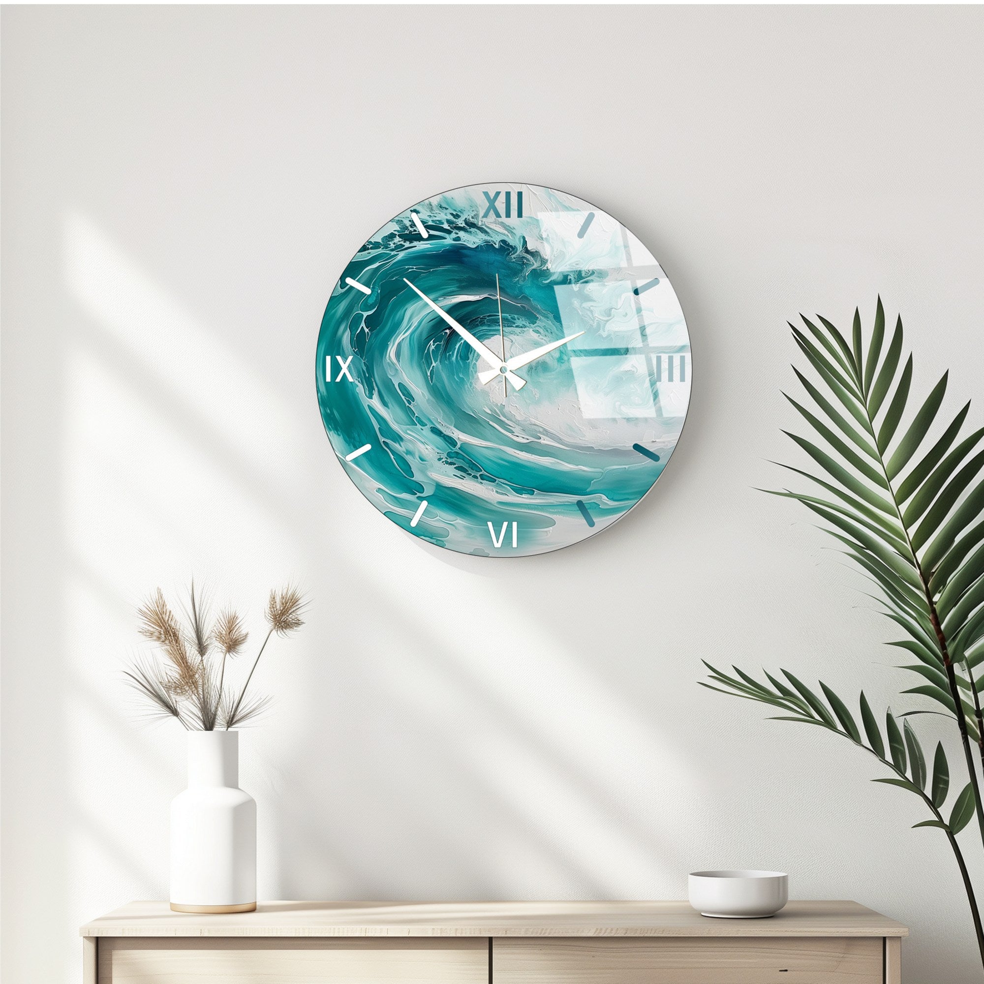 Relógio de Parede Decorativo em Vidro Multicolor Huhu346 - 40x40cm - 100% Vidro 4mm