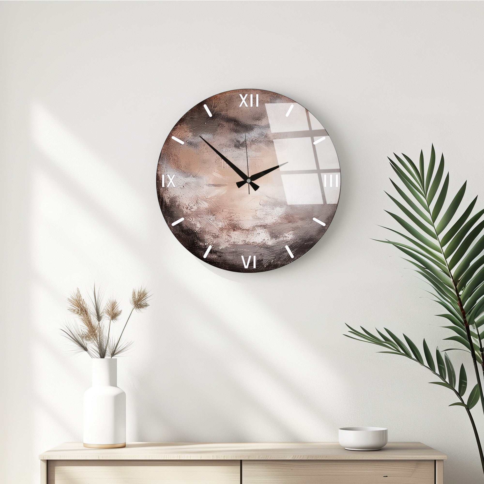Relógio de Parede Decorativo em Vidro Multicolor Huhu347 - 40x40cm - 100% Vidro 4mm