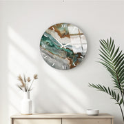 Relógio de Parede Decorativo em Vidro Multicolor Huhu348 - 40x40cm - 100% Vidro 4mm