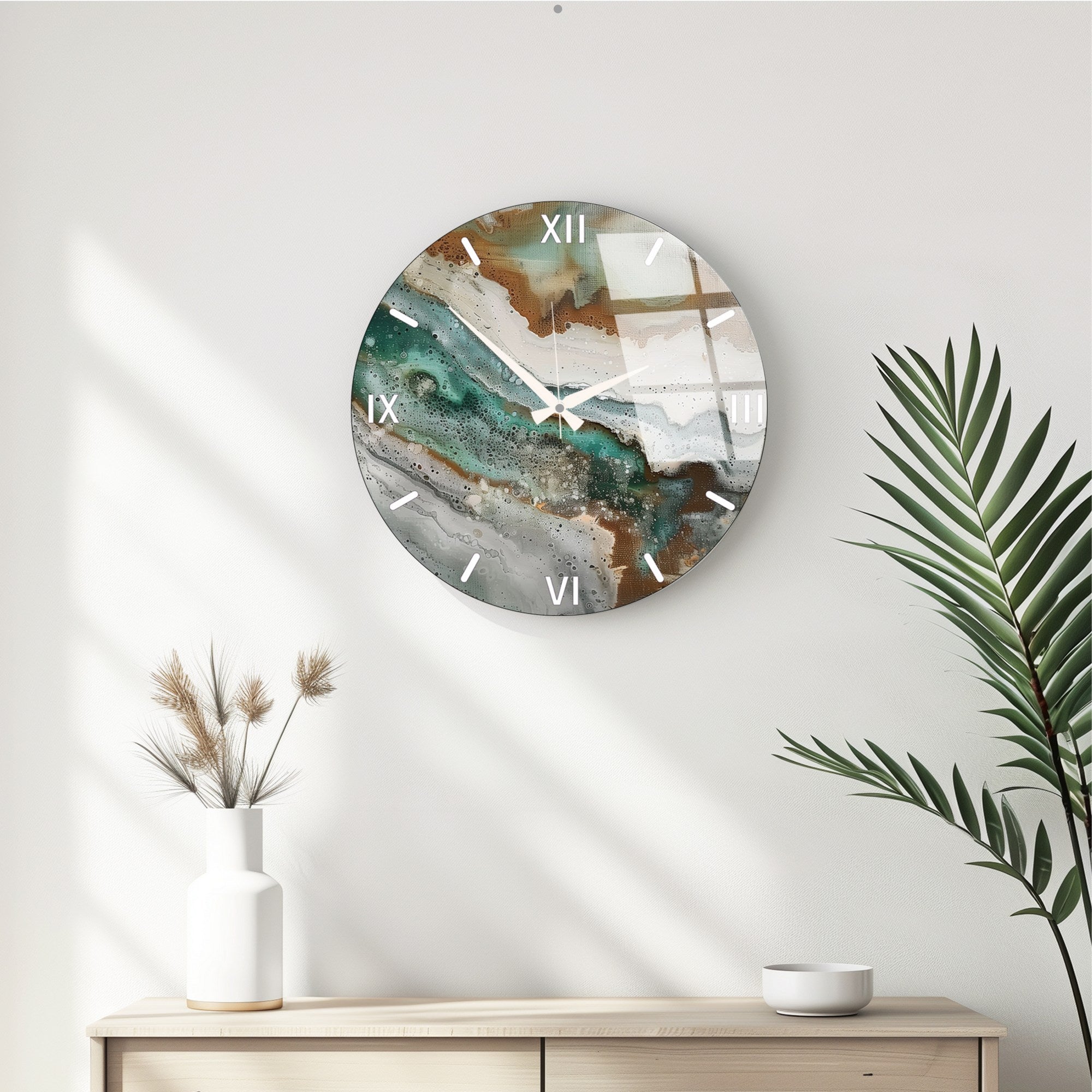 Relógio de Parede Decorativo em Vidro Multicolor Huhu348 - 40x40cm - 100% Vidro 4mm
