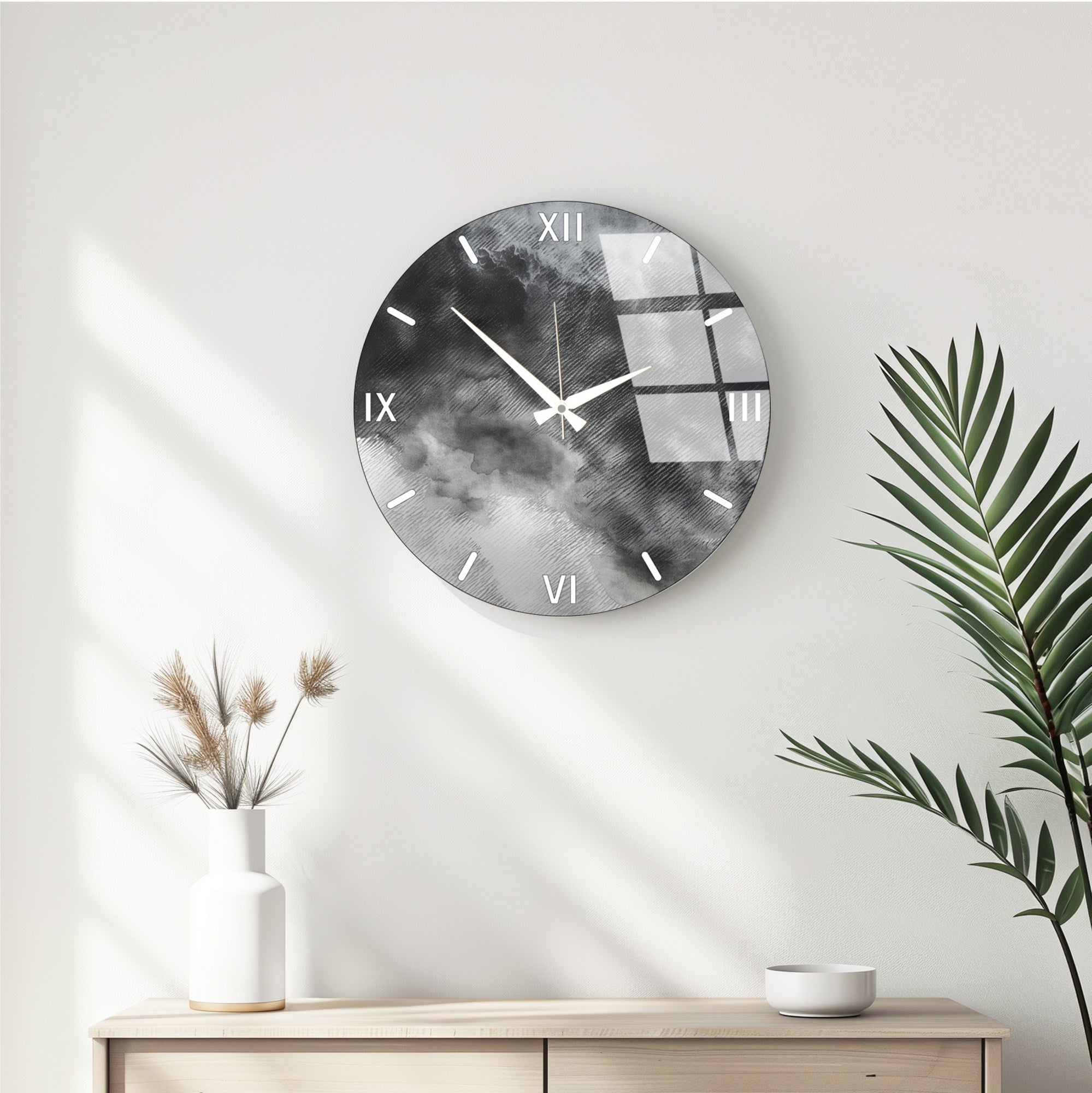 Relógio de Parede Decorativo em Vidro Multicolor Huhu349 - 40x40cm - 100% Vidro 4mm