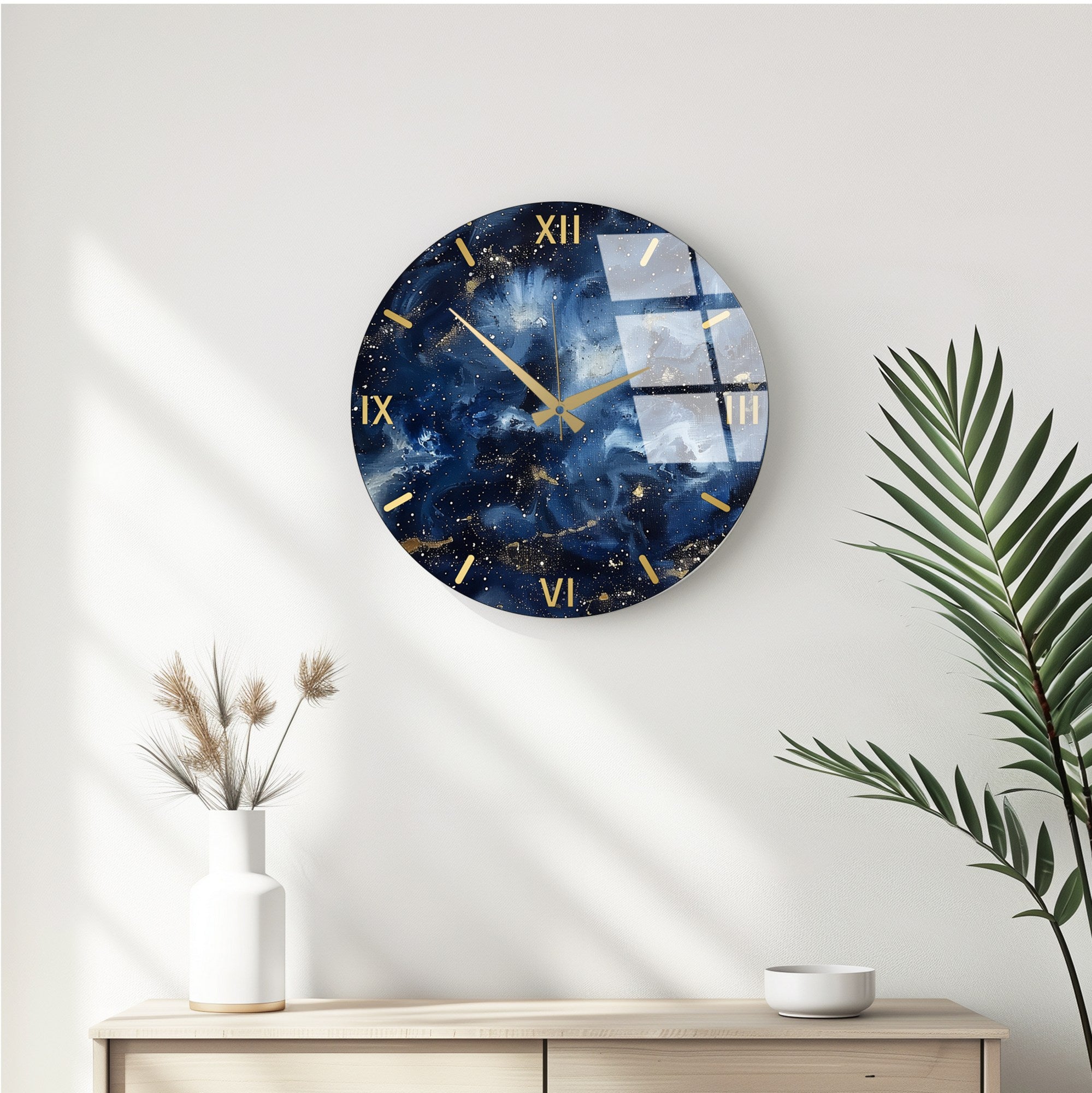 Relógio de Parede Decorativo em Vidro Multicolor Huhu350 - 40x40cm - 100% Vidro 4mm