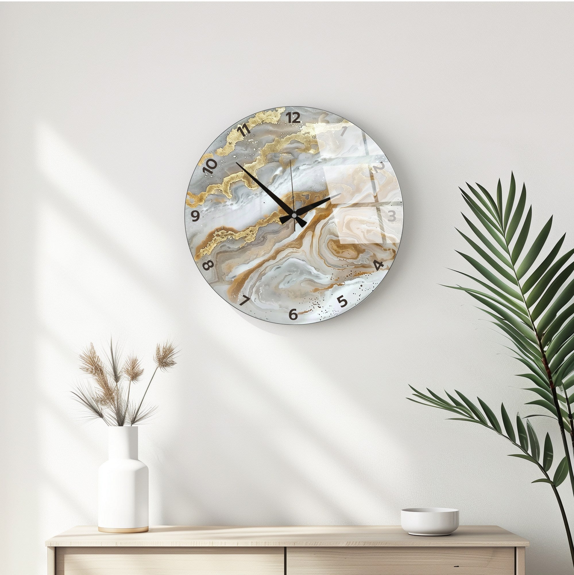Relógio de Parede Decorativo em Vidro Multicolor Huhu351 - 40x40cm - 100% Vidro 4mm