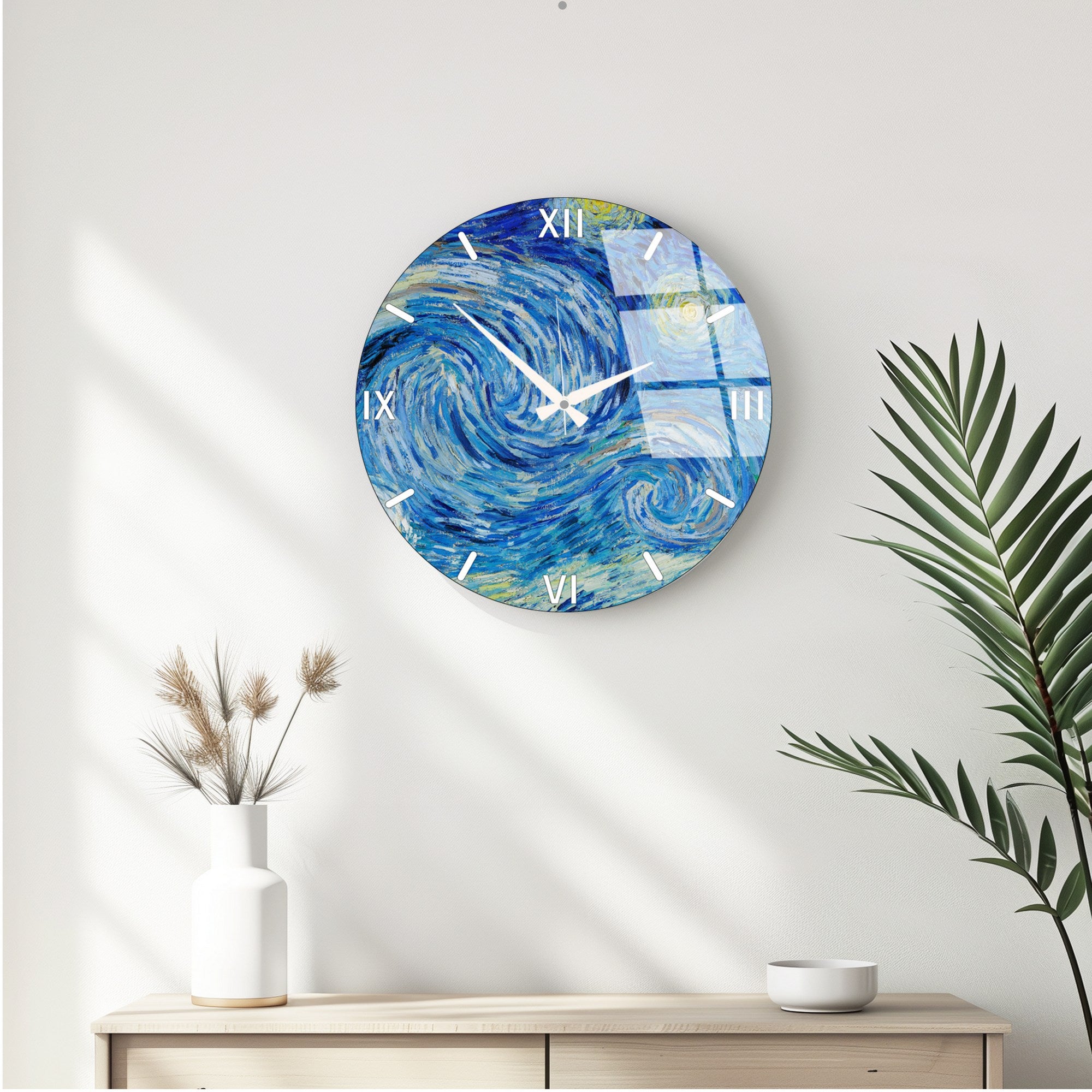 Relógio de Parede Decorativo em Vidro Multicolor Huhu352 - 40x40cm - 100% Vidro 4mm