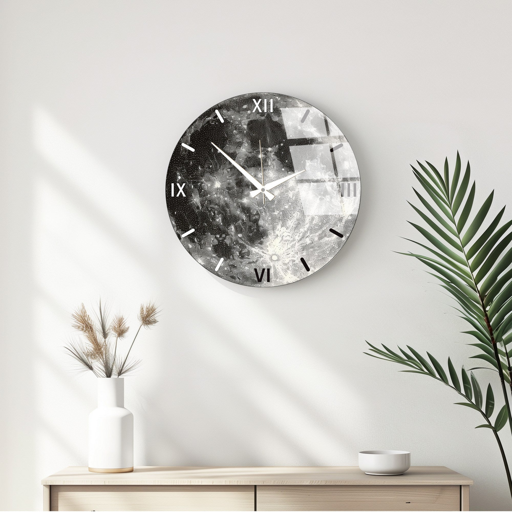 Relógio de Parede Decorativo em Vidro Multicolor Huhu353 - 40x40cm - 100% Vidro 4mm