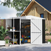 Abrigo de Jardim 2,7m² Cinza Escuro 245x117x180 cm com Prateleira e Ventilação