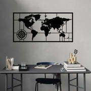 Acessório de parede decorativo de metal preto elegante, 121 x 60 cm | 100% metal (1,5 mm de espessura) | Fácil montagem na parede | Perfeito para decoração moderna de casa