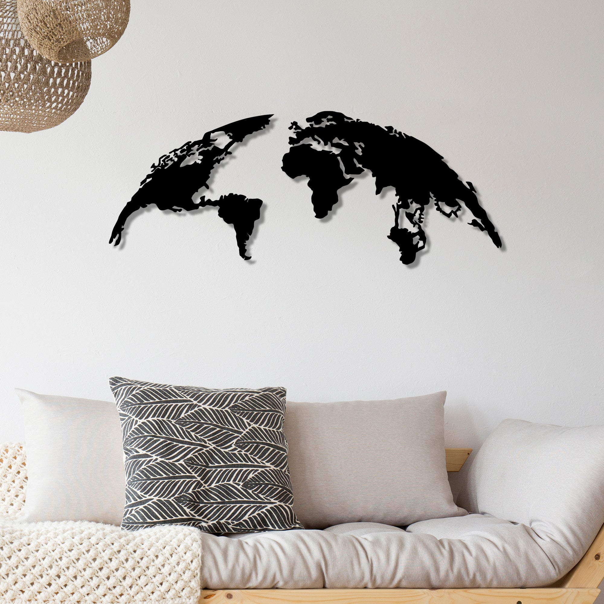 Acessório de parede decorativo de metal preto elegante, 120 x 47 cm | 100% metal (1,5 mm) | Fácil montagem na parede | Perfeito para decoração moderna de casa
