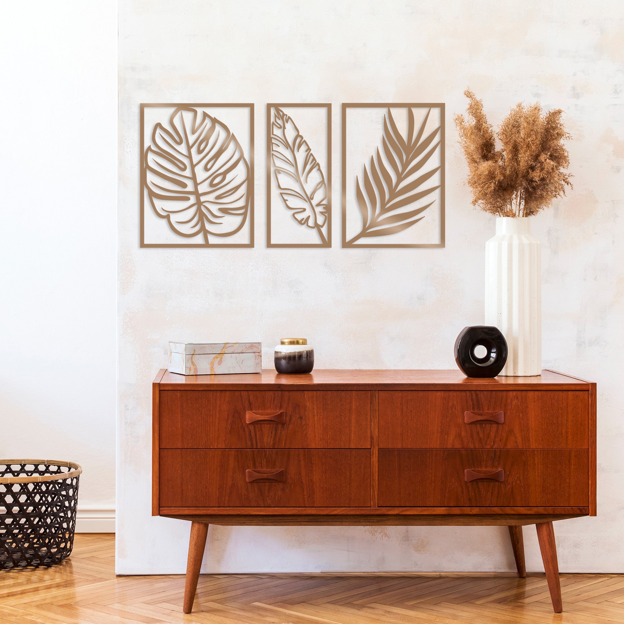 Elegante acessório decorativo de parede em metal cobre, 80 x 38 cm | 100% metal (1,5 mm) | Fácil montagem na parede | Perfeito para decoração moderna