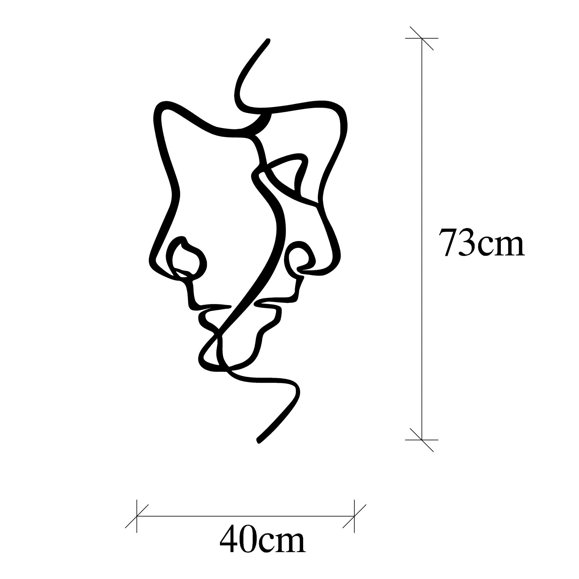 Acessório de parede decorativo de metal preto elegante, 40 x 73 cm | 100% metal, 1,5 mm de espessura | Fácil montagem na parede para decoração moderna de casa