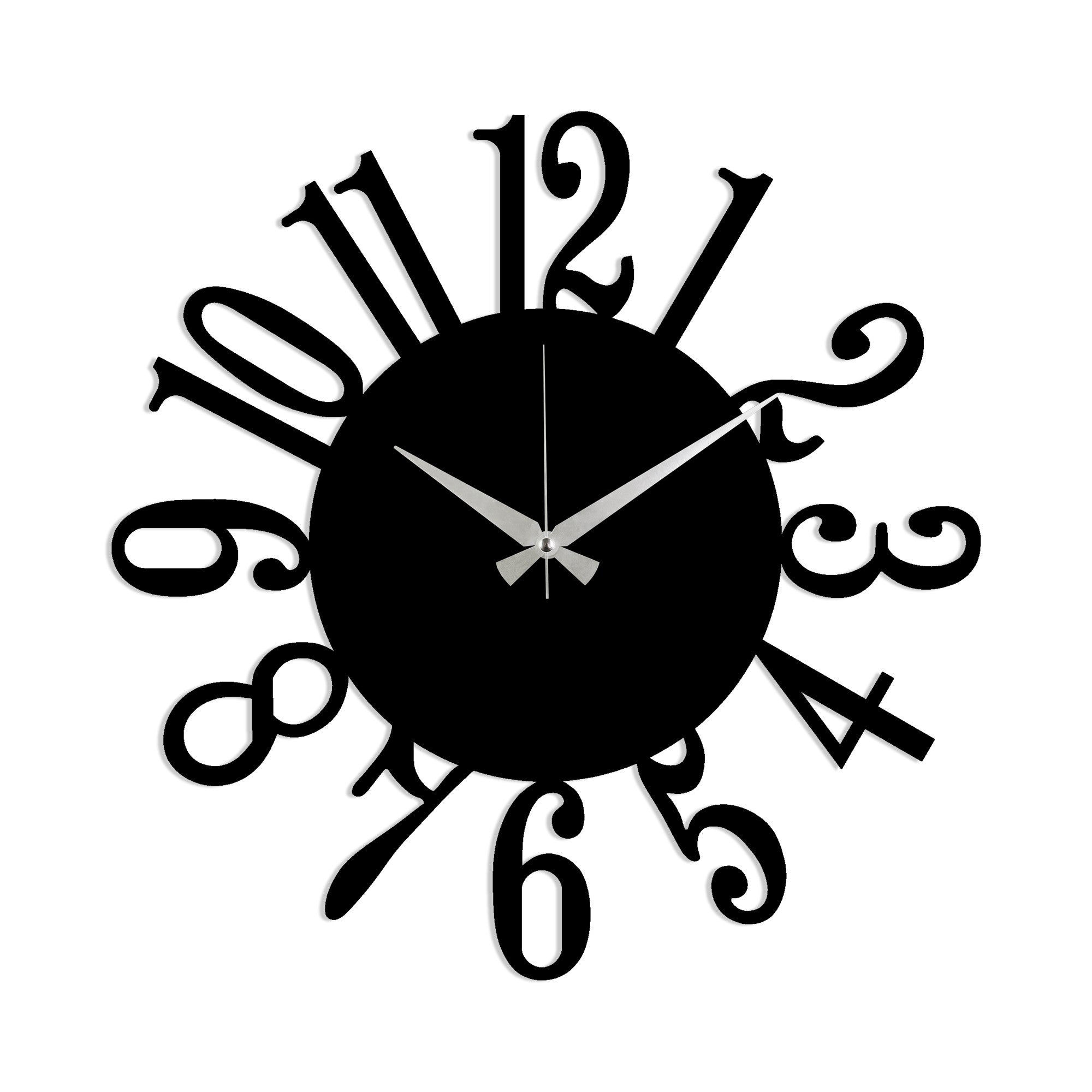 Relógio de parede elegante de metal decorativo preto, 48 x 48 cm | 100% metal (1,5 mm) | Mecanismo silencioso, fácil montagem na parede | Perfeito para decoração de casa e escritório
