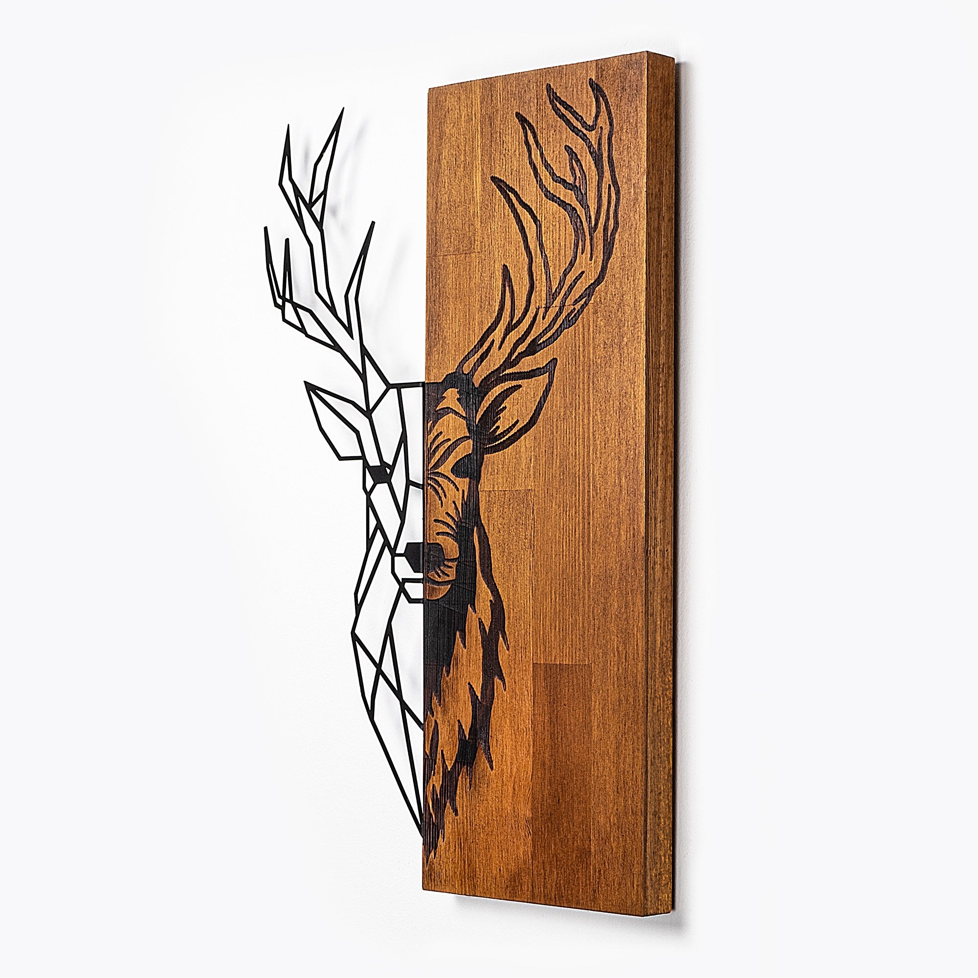 Acessório Decorativo de Parede – 33 x 58 cm – Noz e Preto – 100% Madeira e Metal