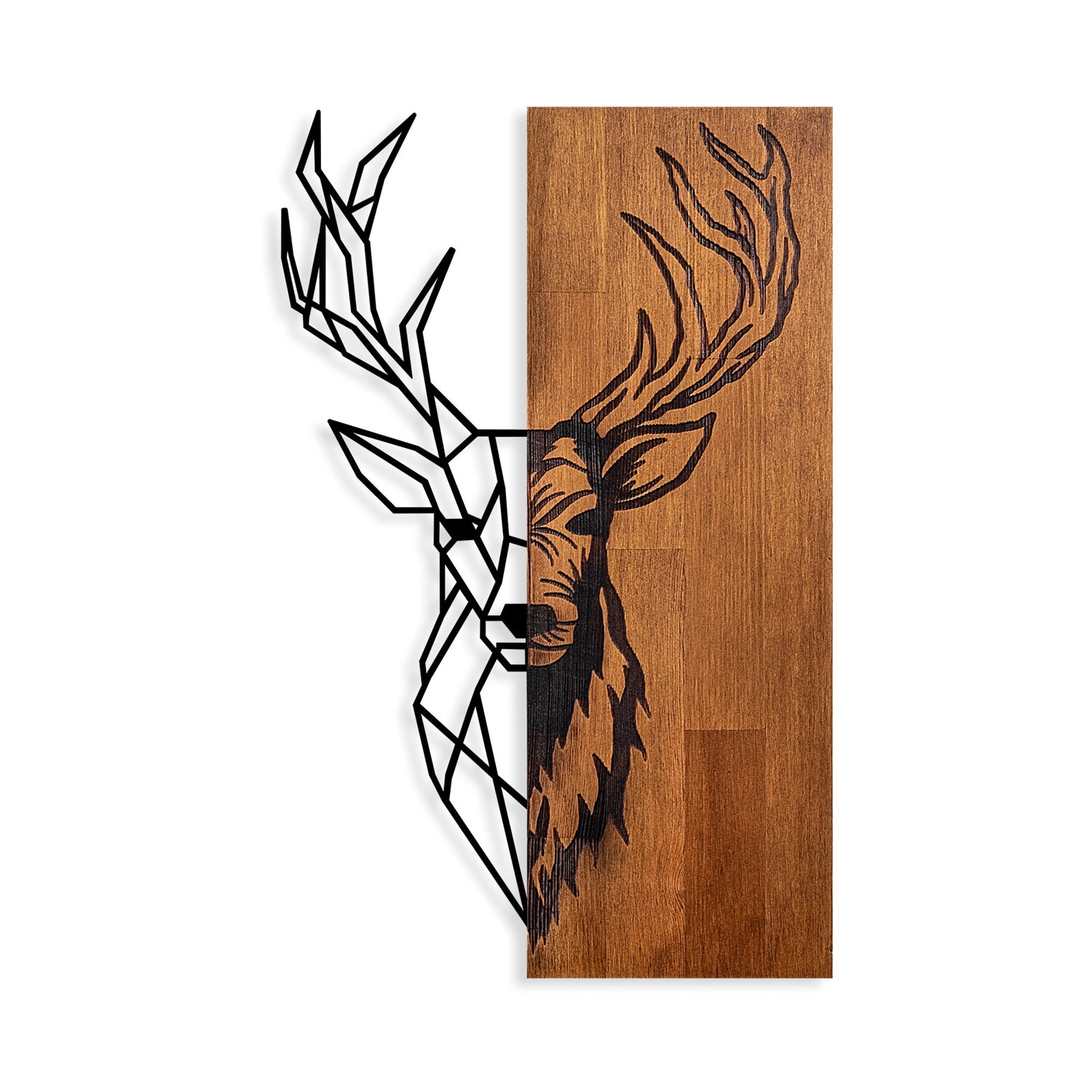 Acessório Decorativo de Parede – 33 x 58 cm – Noz e Preto – 100% Madeira e Metal