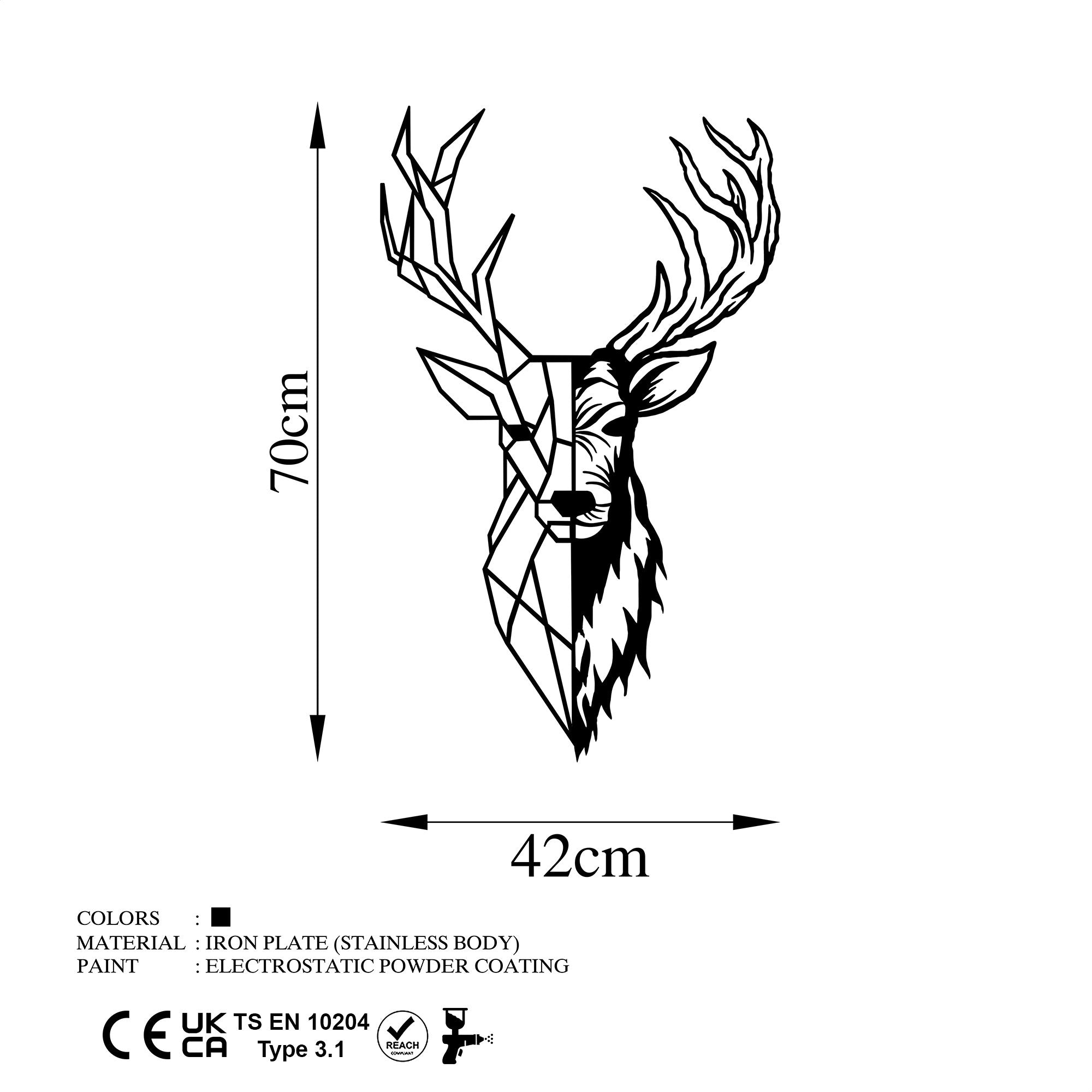 Acessório de parede decorativo – 42 x 70 cm – preto – 100% metal
