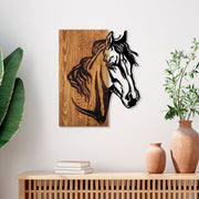 Acessório decorativo de parede – 48 x 57 cm – nogueira e preto – madeira