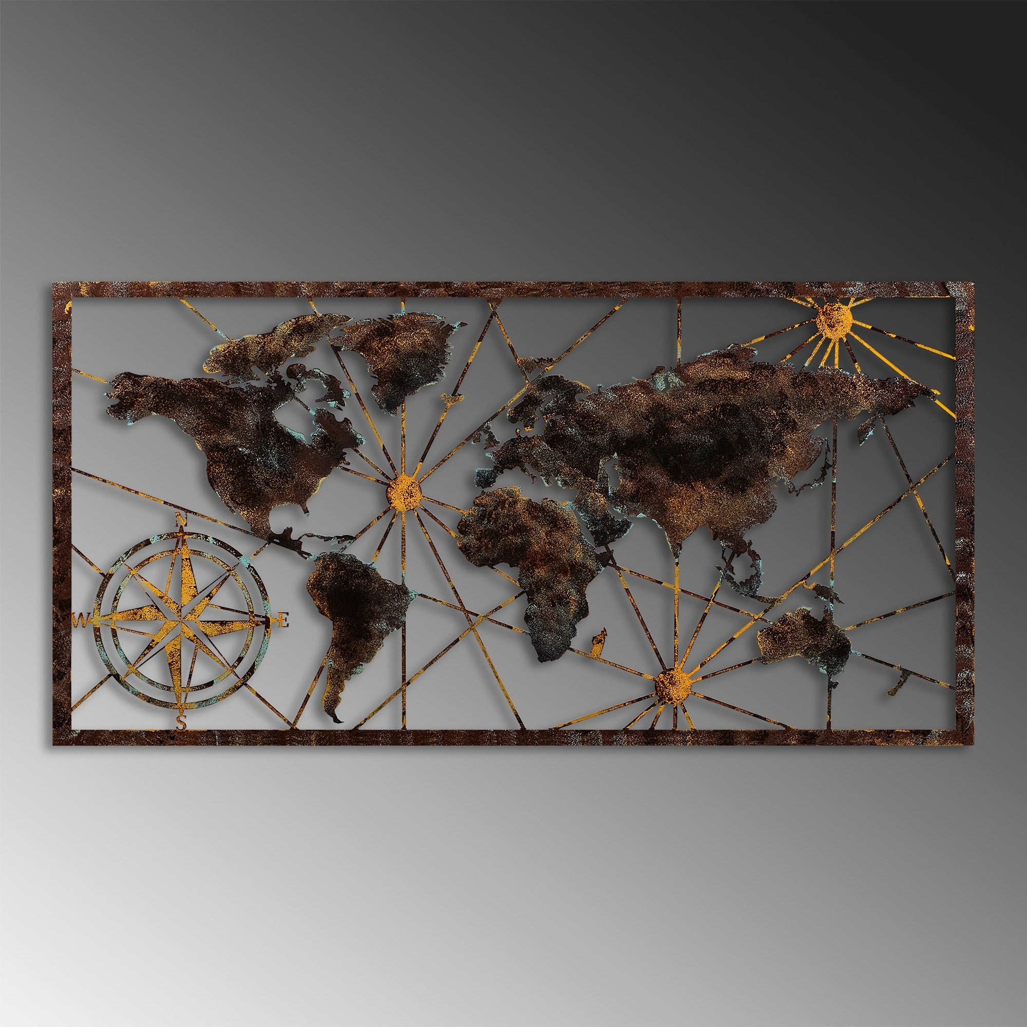Acessório decorativo de parede em metal – 120 cm x 60 cm – pintado à mão