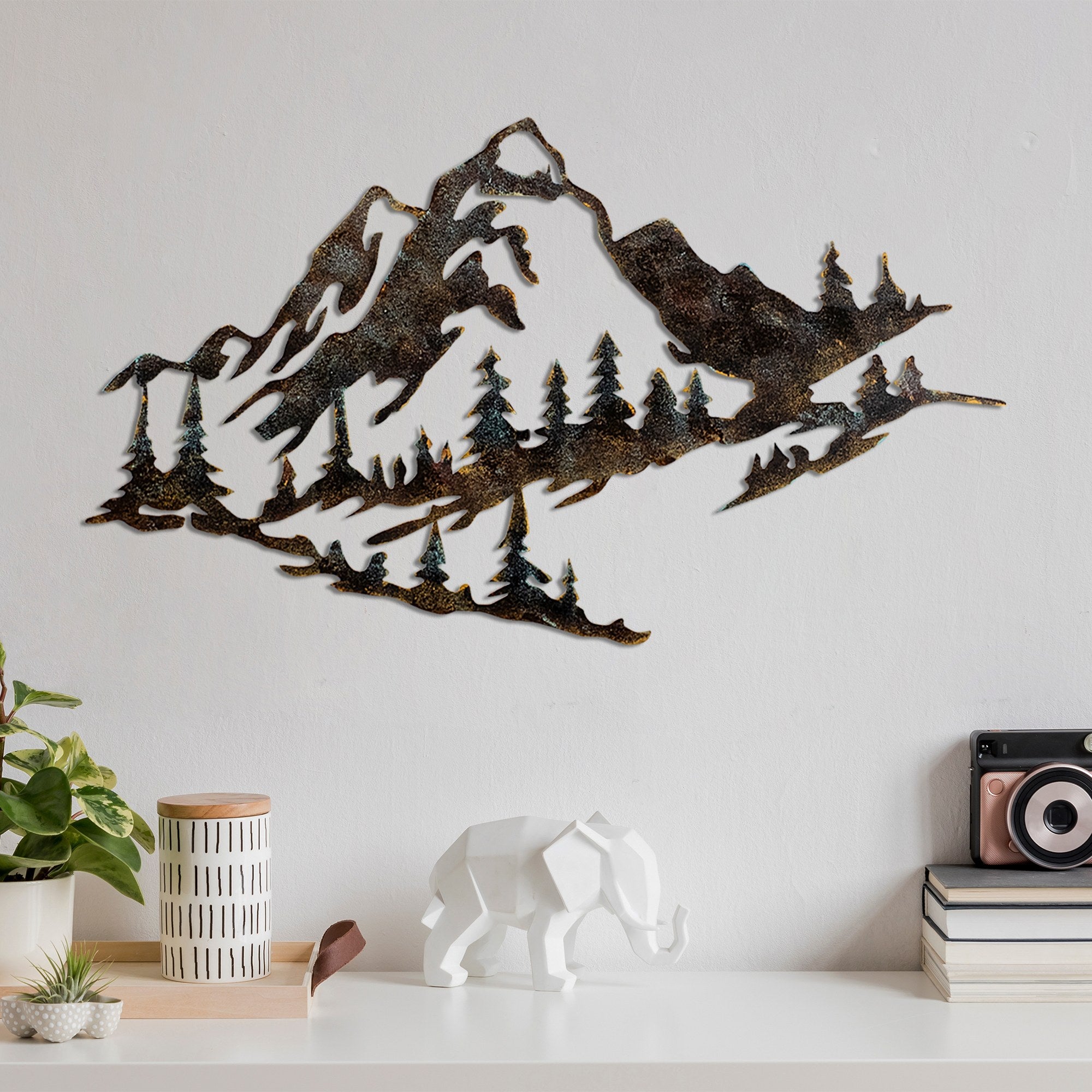 Acessório decorativo de parede em metal – 70 cm x 40 cm – pintado à mão – 100% metal