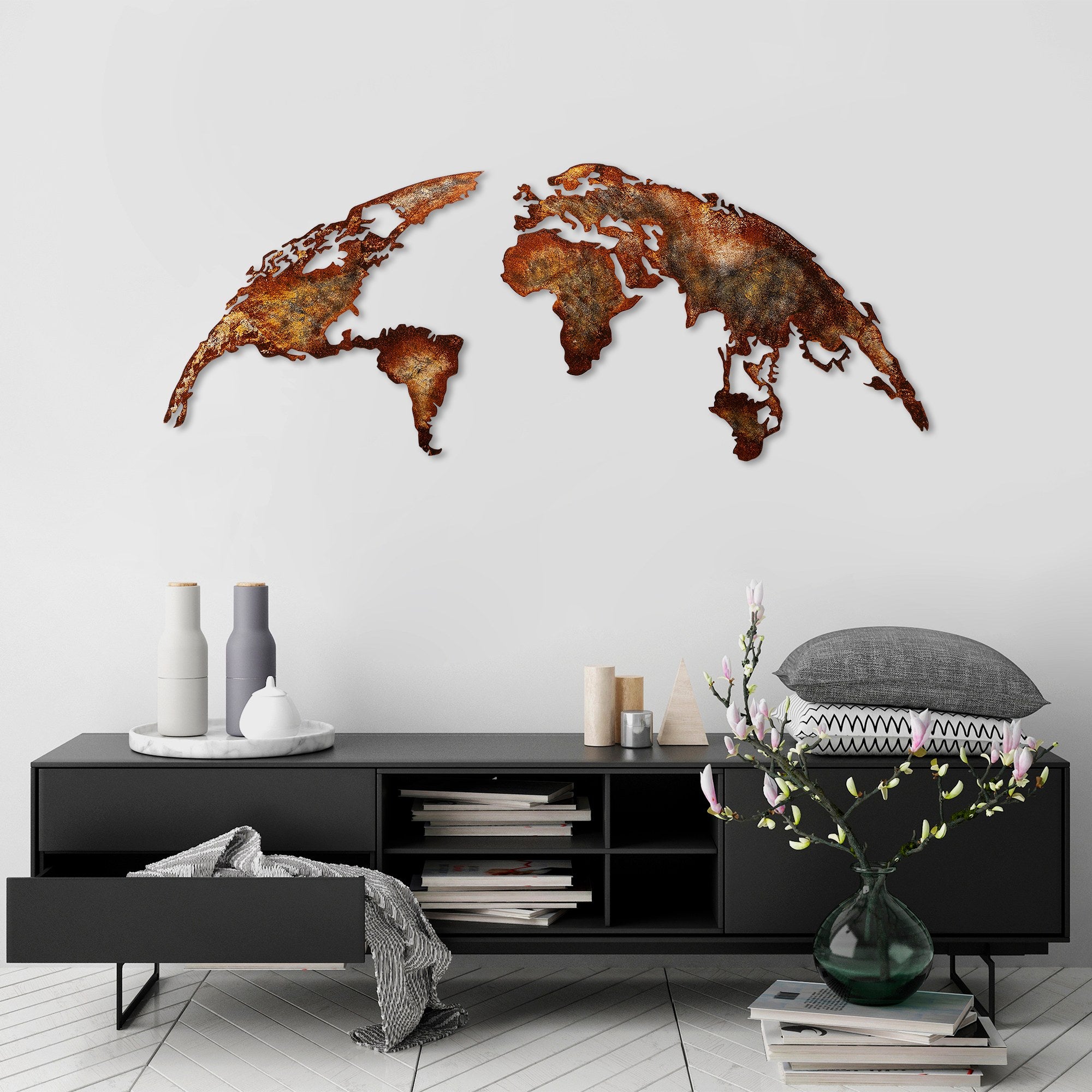 Acessório decorativo de parede – 150 cm x 59 cm – metal – 100% metal