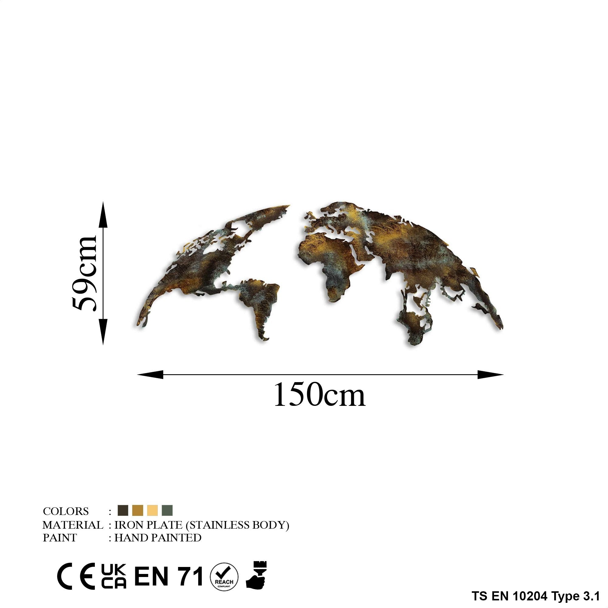 Acessório de parede decorativo – 150 cm x 59 cm – metal