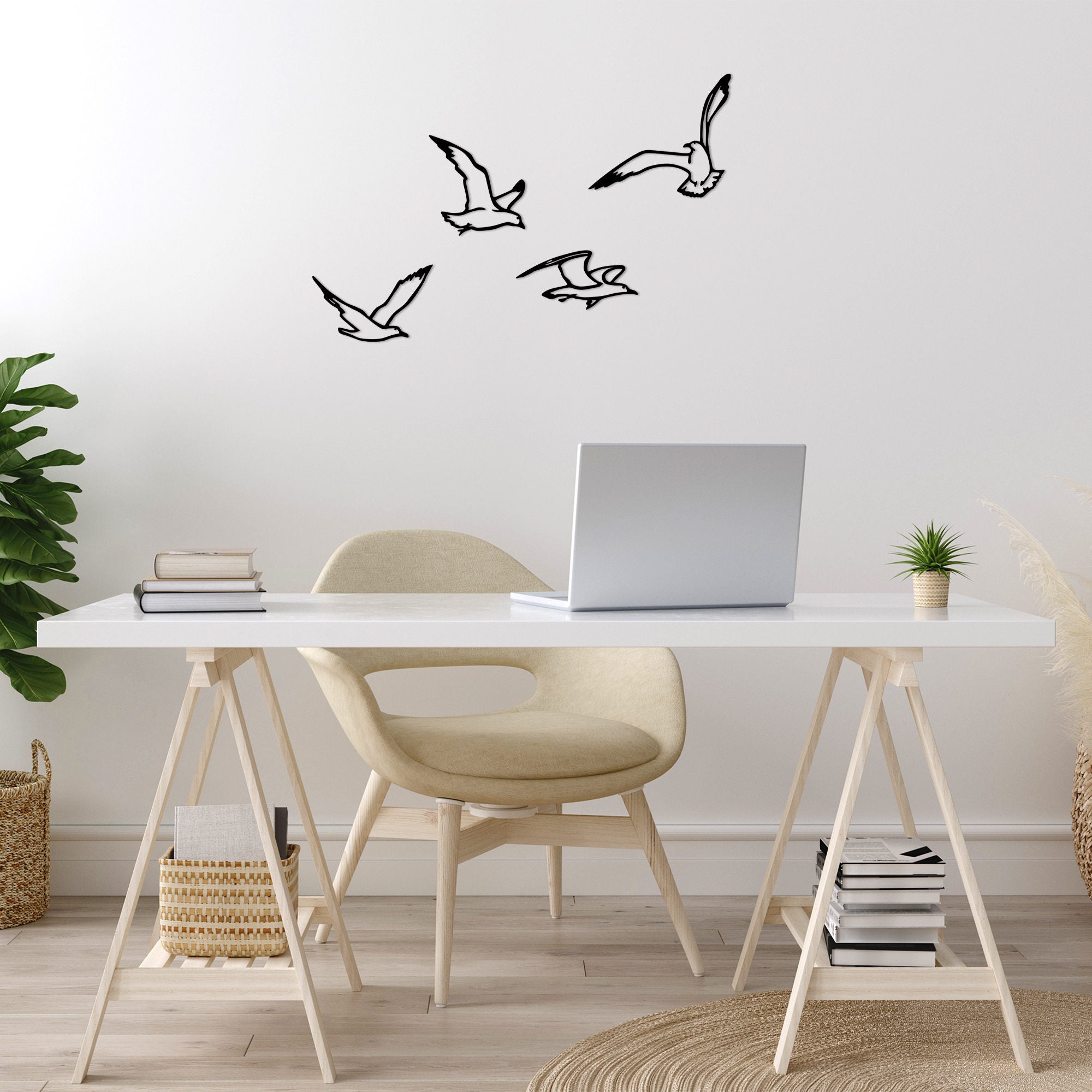 Conjunto de acessórios de parede decorativos de metal preto elegante (4 peças) | 100% metal, 1,5 mm de espessura | Perfeito para decoração de casa, fácil de pendurar na parede | Design exclusivo