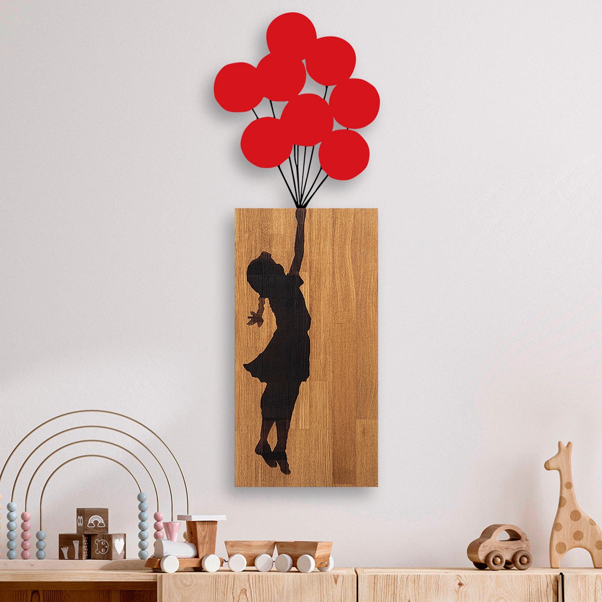 Acessório decorativo de parede – 70 x 62 cm – Nogueira e Preto – Madeira e metal