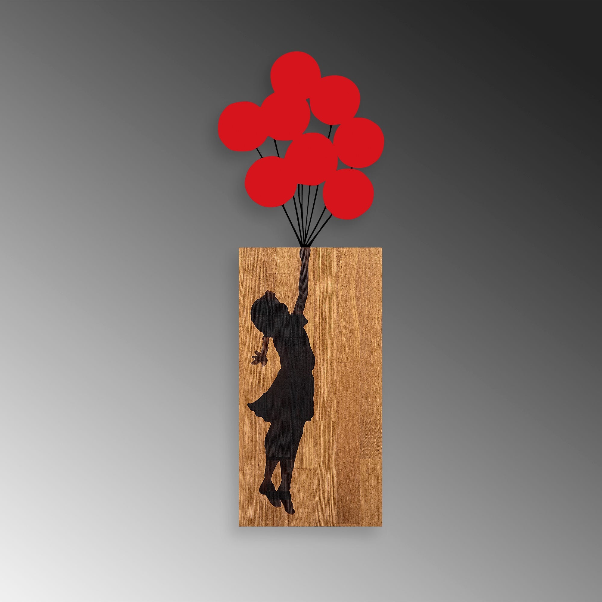 Acessório decorativo de parede – 70 x 62 cm – Nogueira e Preto – Madeira e metal
