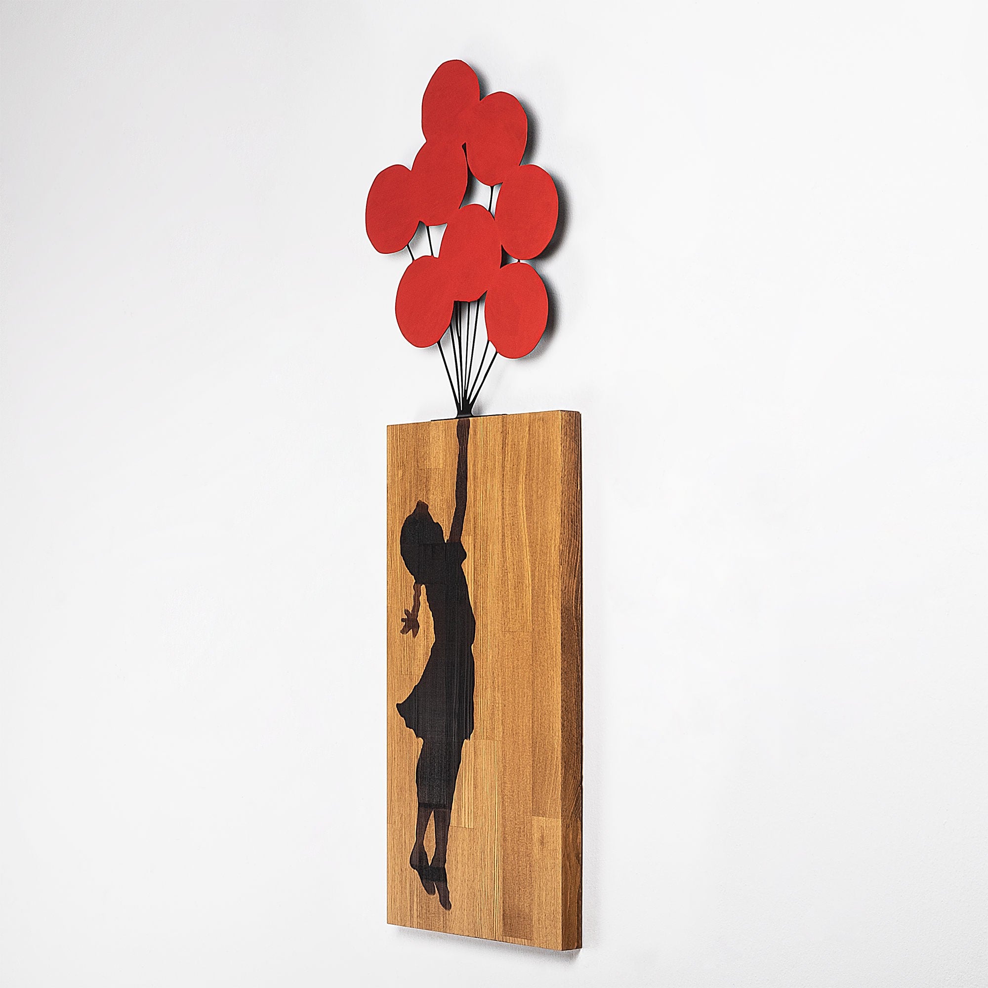Acessório decorativo de parede – 70 x 62 cm – Nogueira e Preto – Madeira e metal