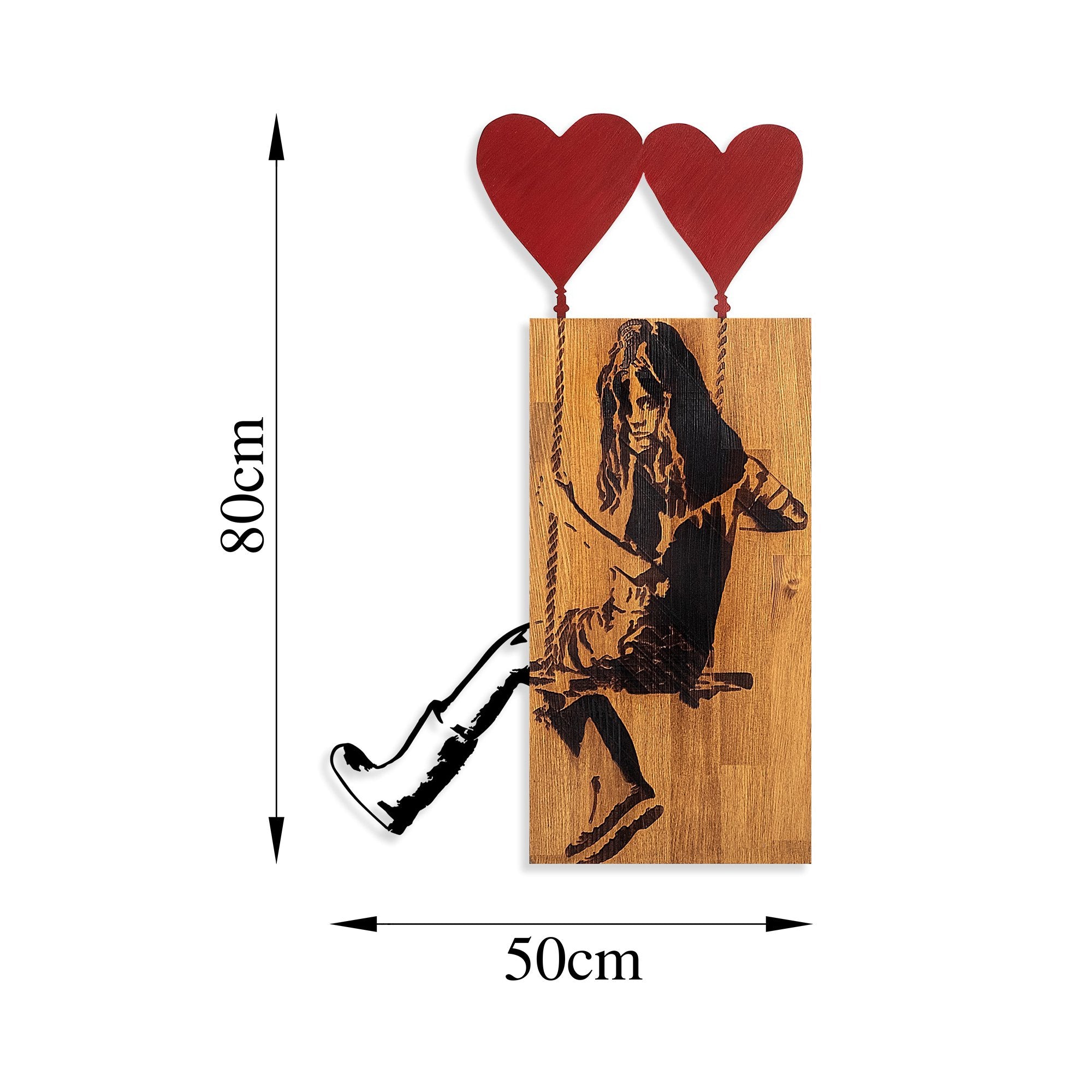 Elegante acessório decorativo de parede em madeira, 50 x 80 cm, 100% madeira genuína (3 cm de espessura) e metal, nogueira e preto | Variações de cores exclusivas para uma decoração elegante