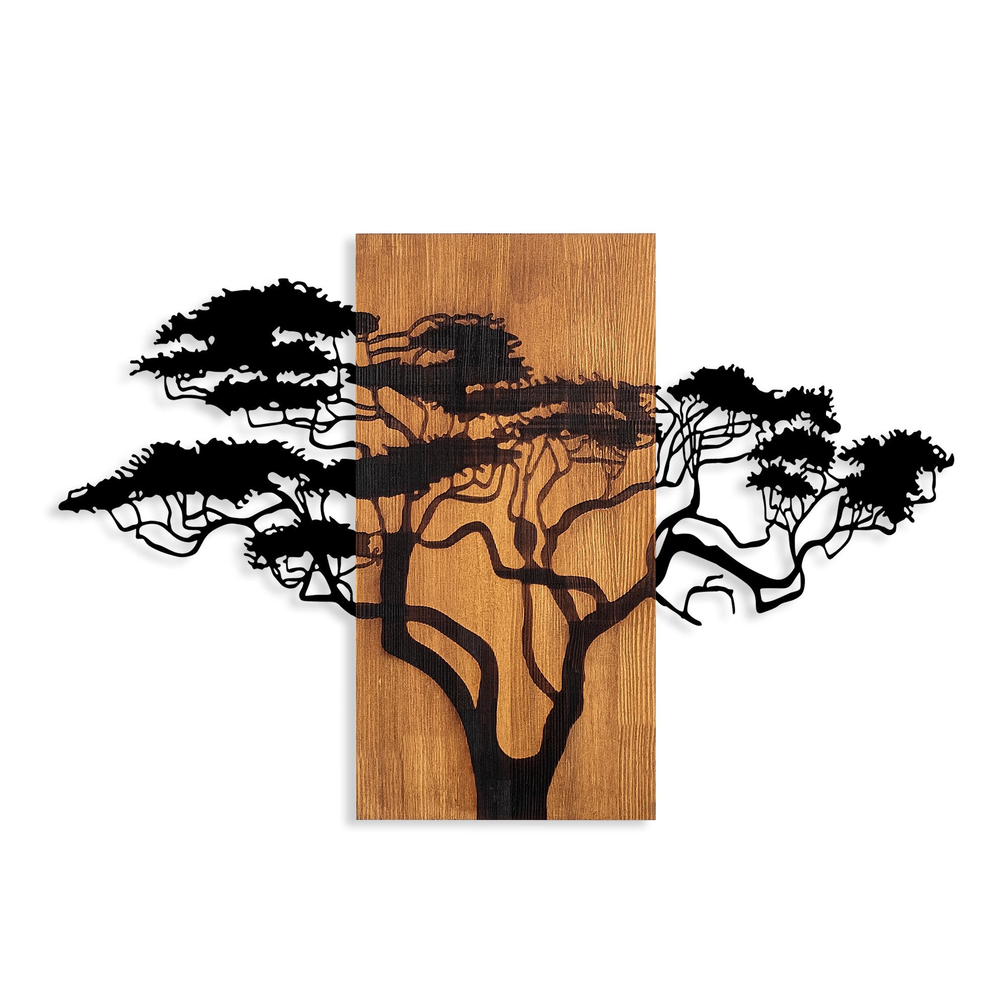 Acessório decorativo de parede em madeira – 90 x 58 cm – nogueira e preto – 100% madeira genuína