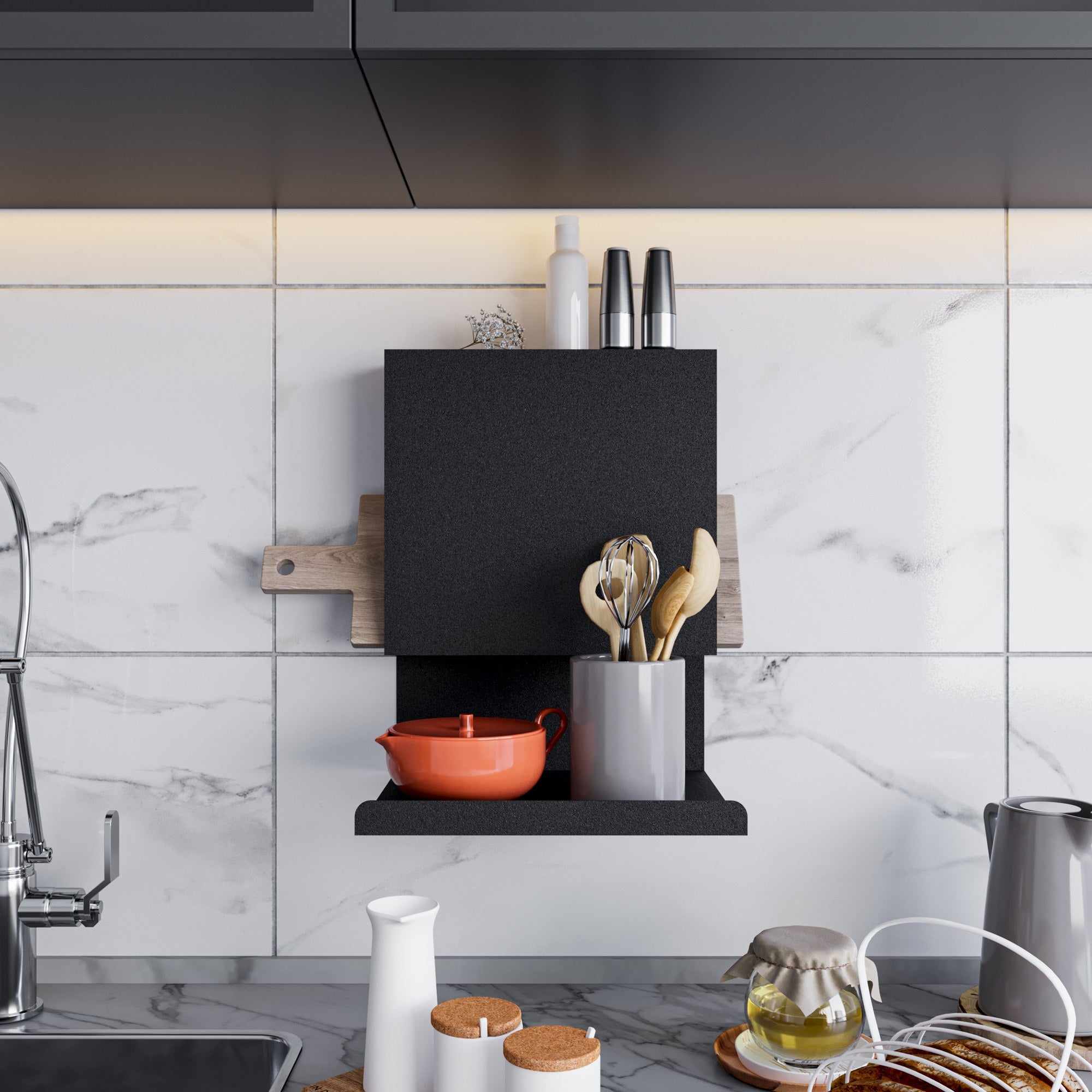 Prateleira de parede – 25 x 23 x 33 cm – Preto – Metal