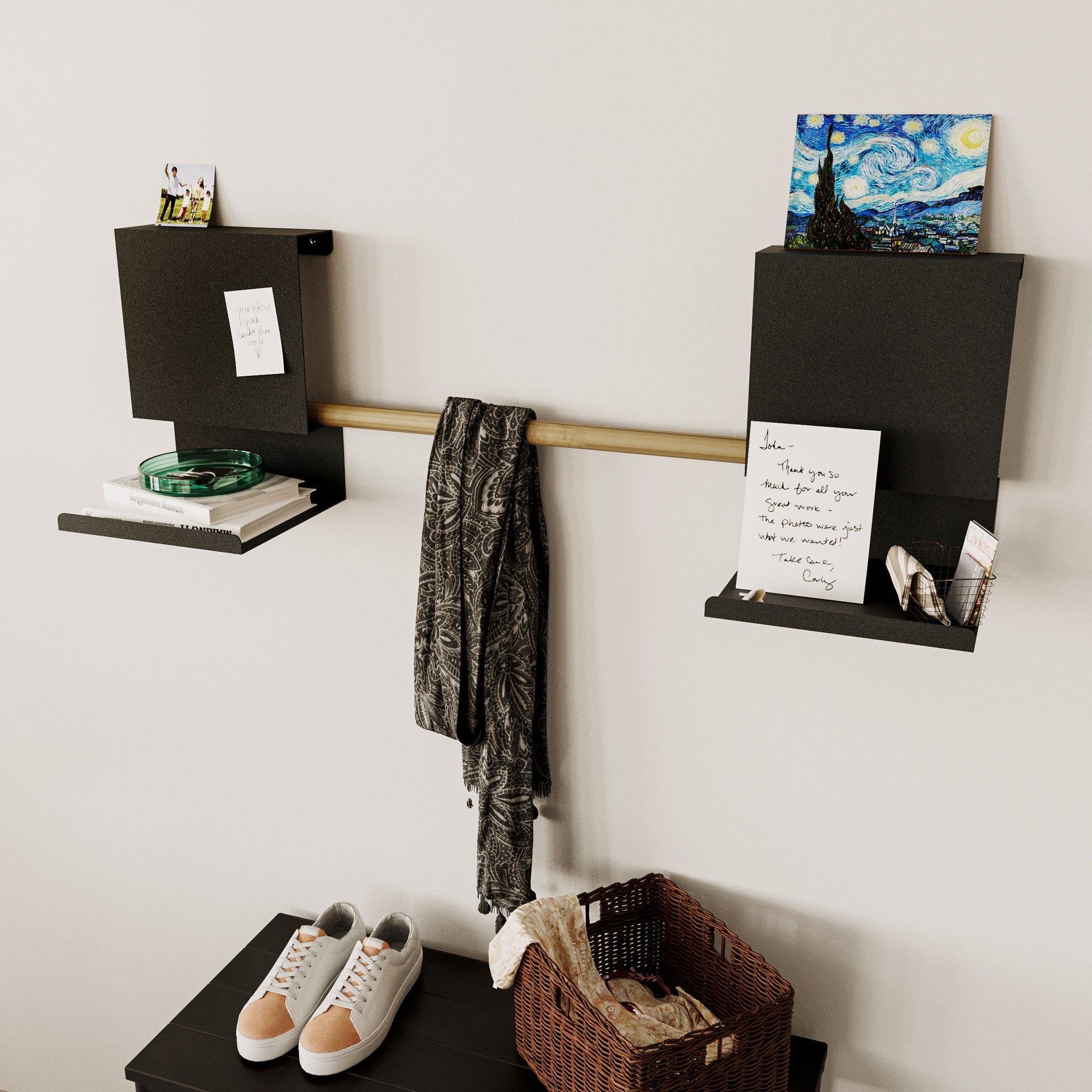 Prateleira de parede – 25 x 23 x 33 cm – Preto – Metal
