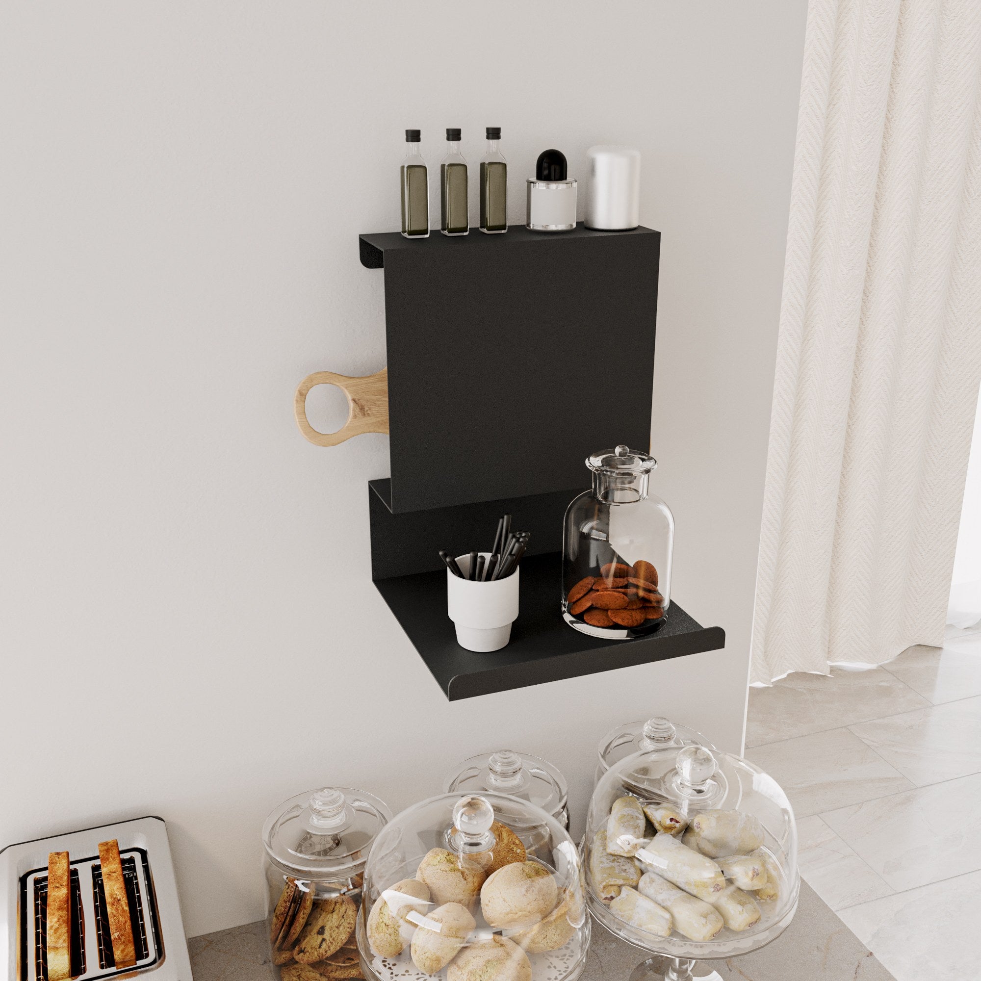 Prateleira de parede – 25 x 23 x 33 cm – Preto – Metal