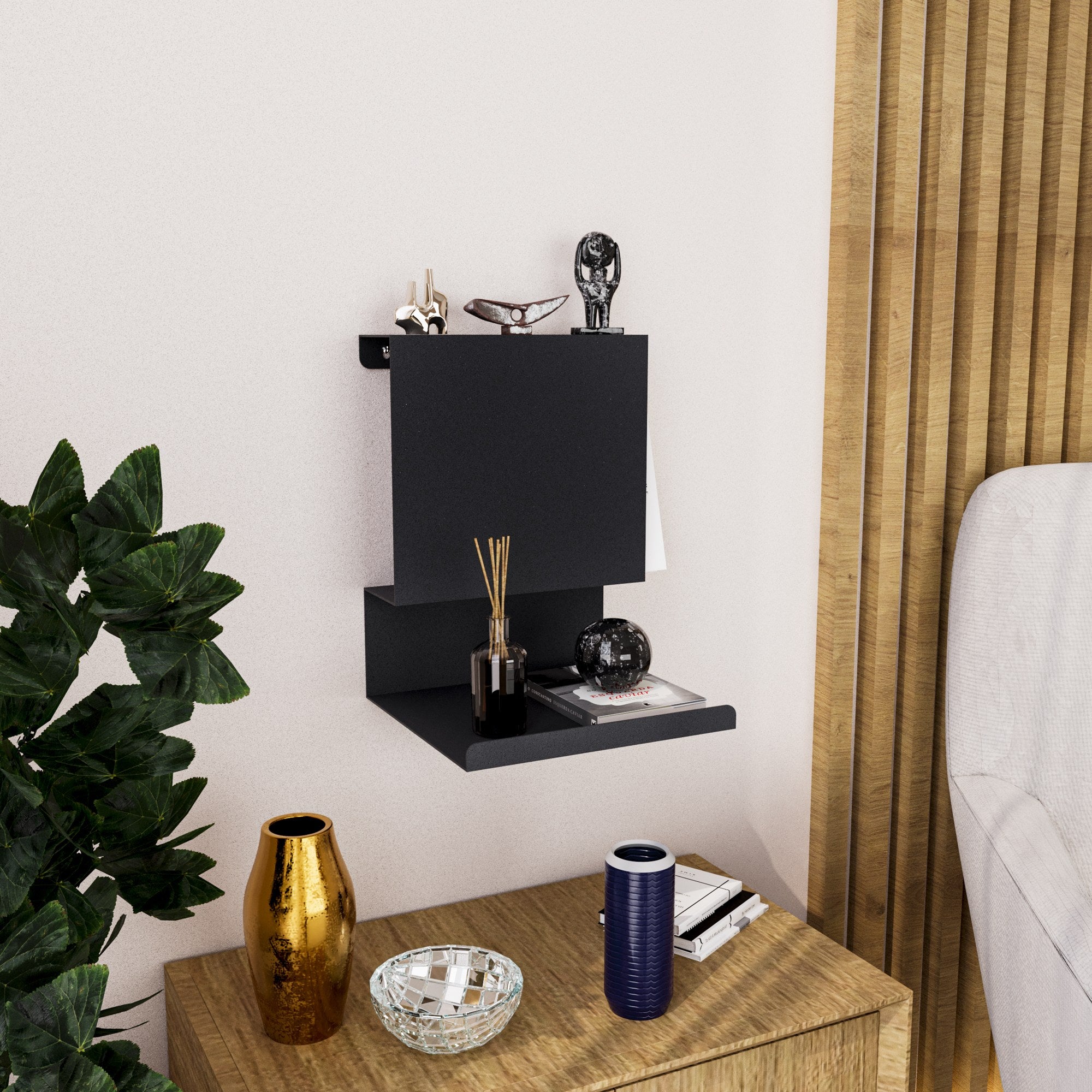 Prateleira de parede – 25 x 23 x 33 cm – Preto – Metal