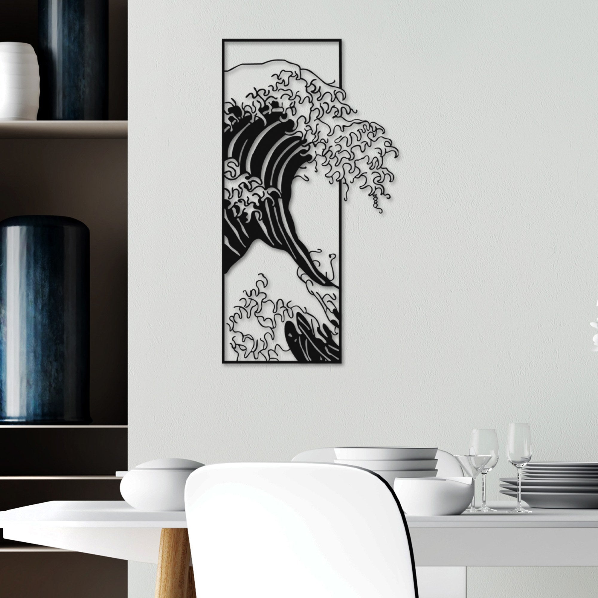 Acessório de parede decorativo – 34 x 62 cm – preto – 100% metal