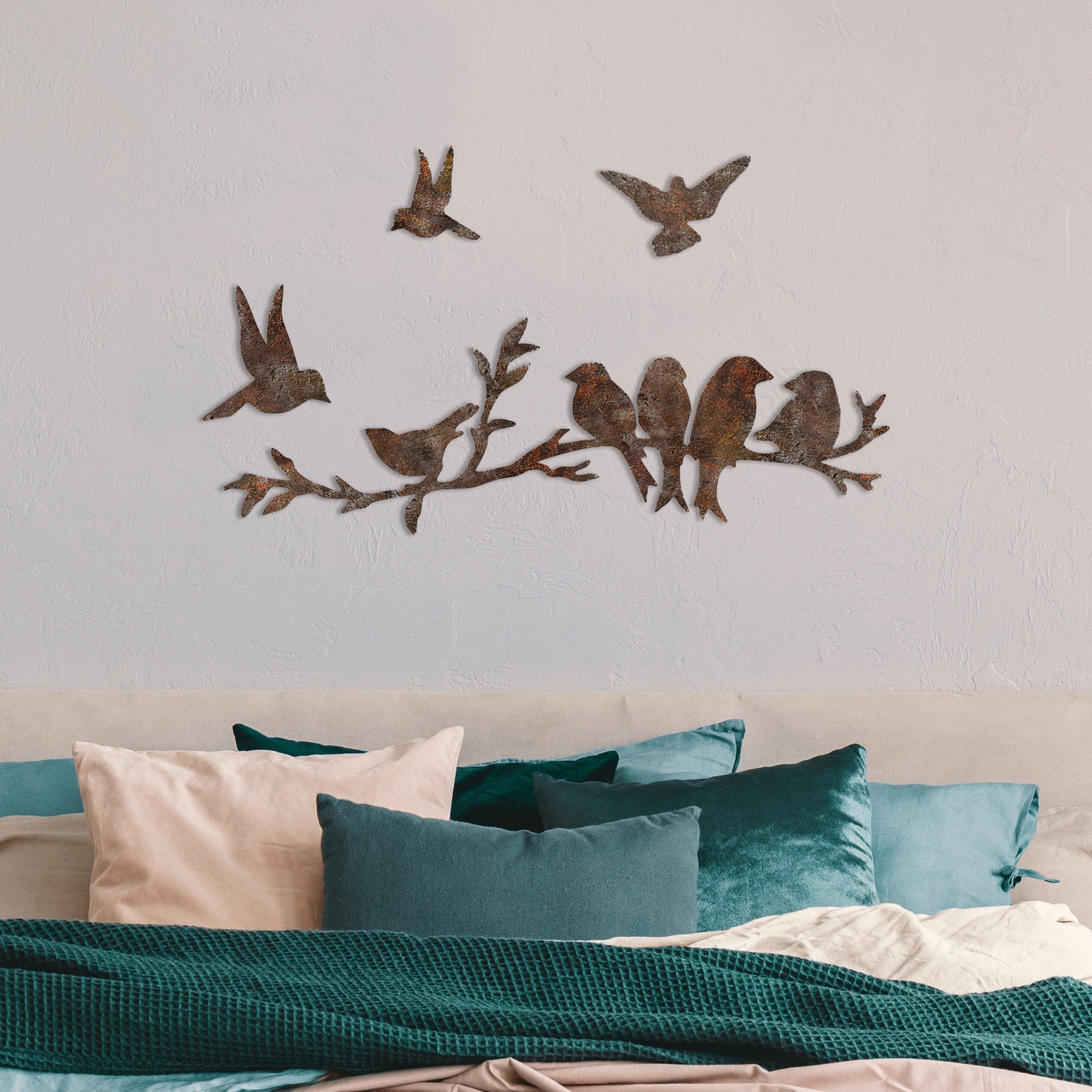 Acessórios decorativos de parede – 13x13cm, 9x9cm, 10x15cm, 22x68cm – Cor de antiguidade – Metal
