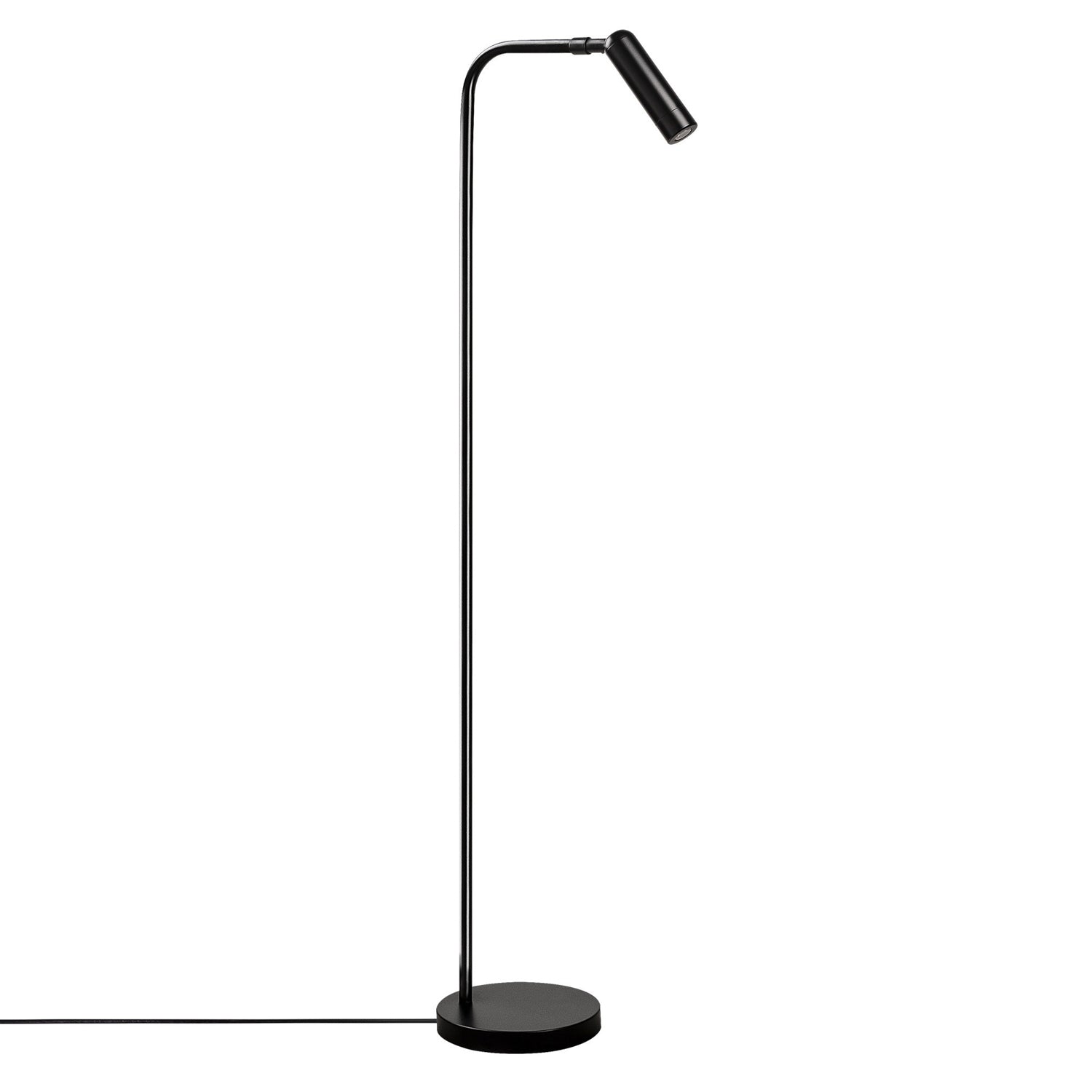 Candeeiro de Pé preta moderna, 120 cm de altura, corpo de metal, base de 22 x 22 cm, interruptor liga/desliga, LED 1W 2700K, design industrial/escandinavo elegante, IP20