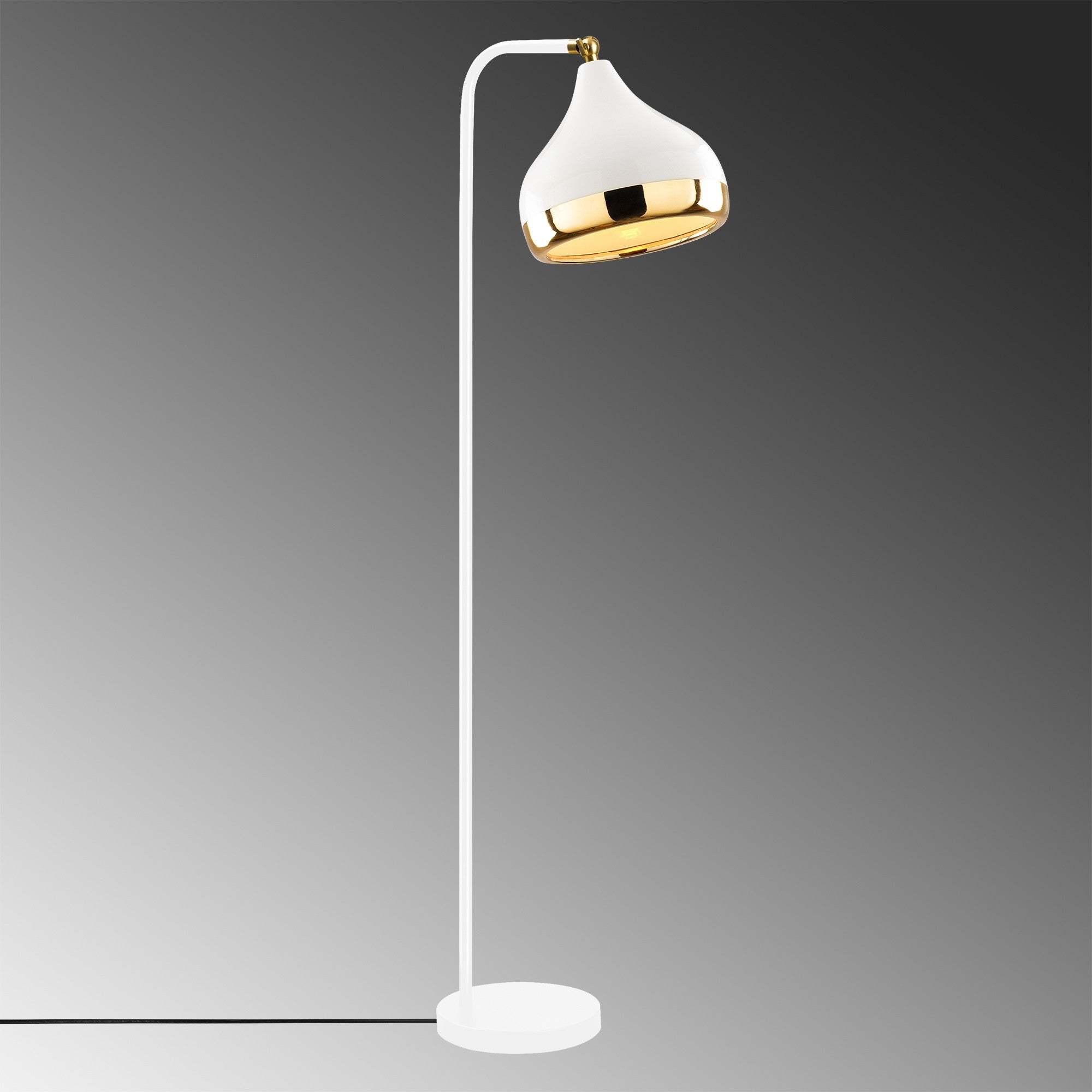 Candeeiro de Pé Escandinavo, Branca e Dourada, 120 cm de Altura | Corpo em Metal, Soquete E27, 40 W Máx. | Iluminação Elegante e Funcional para Espaços Modernos