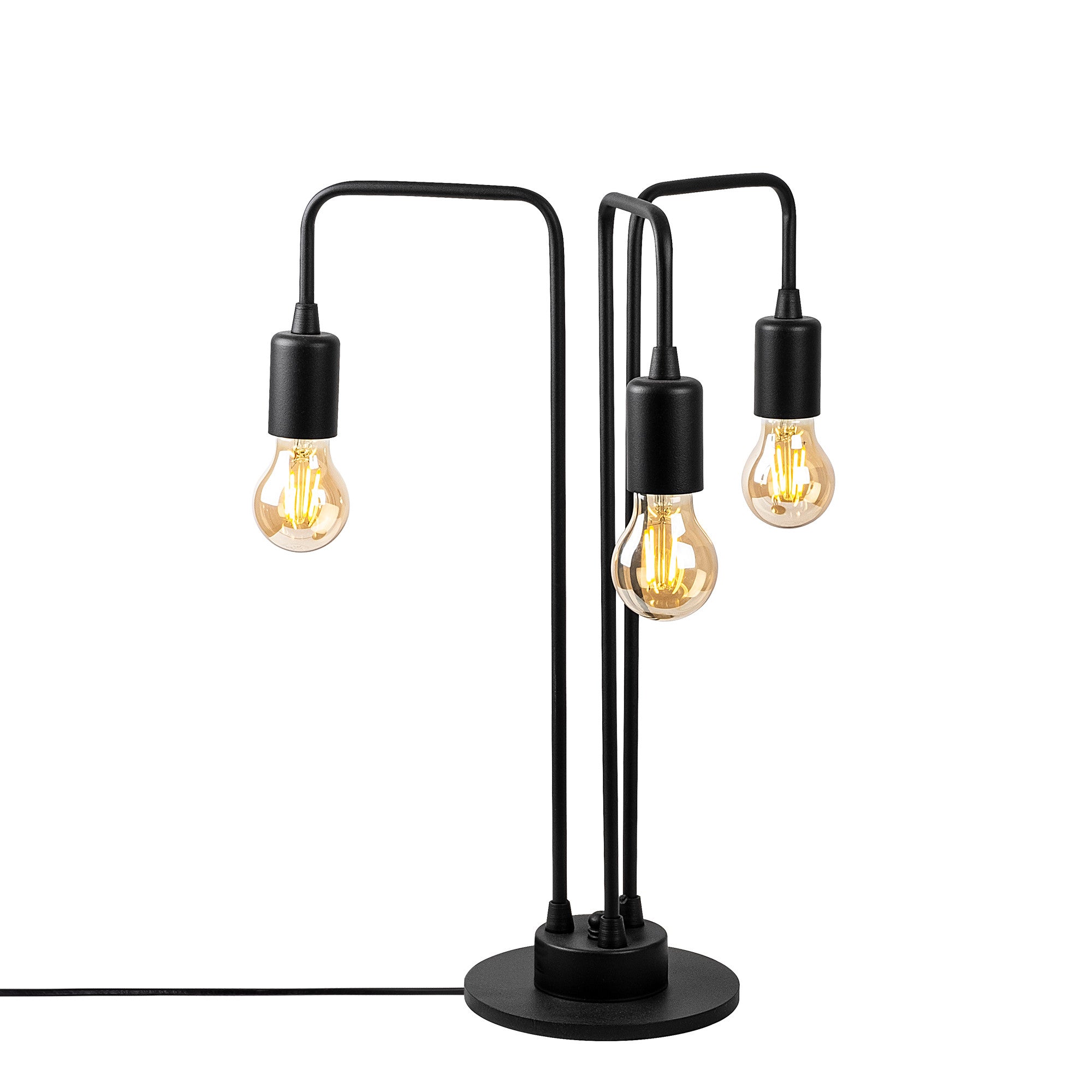 Candeeiro de Mesa Preta Moderna, Corpo de Metal, 51 cm de Altura, Abajur 40 x 40 cm, Soquete E27, Cabo de 250 cm | Design Industrial Elegante para Casa e Escritório